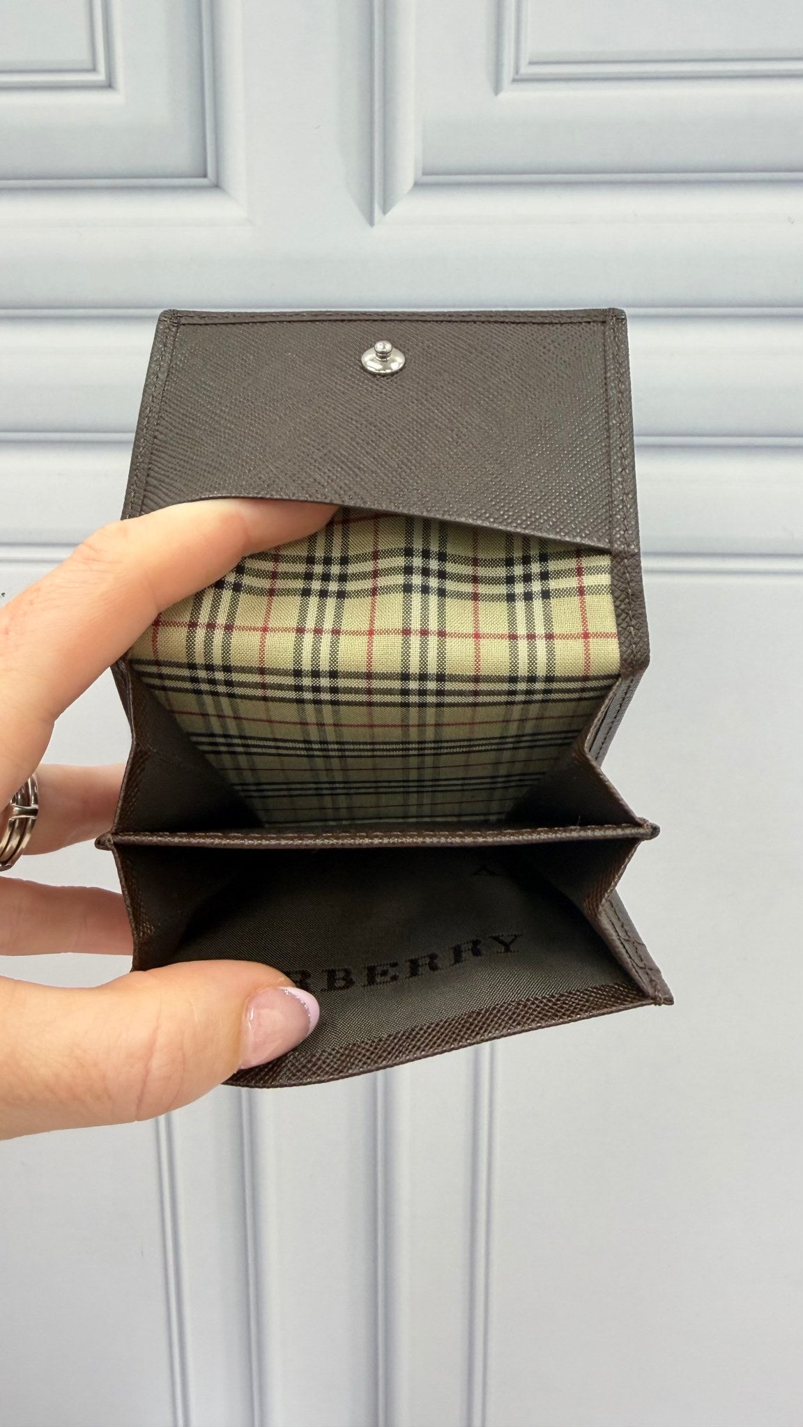 Burberry Brown Leather & Novacheck Coin Case