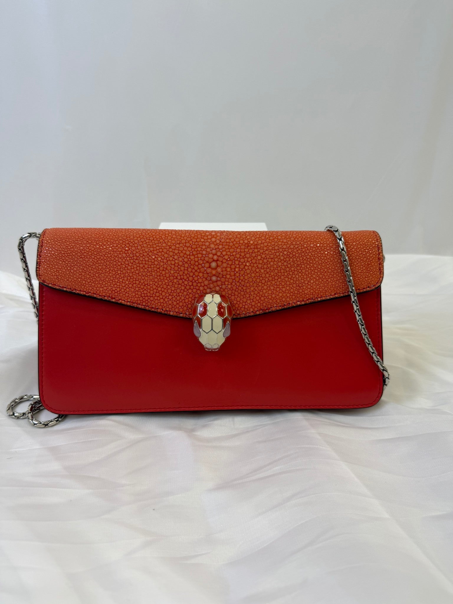 Bvlgari Orange Stingray Serpenti Bag