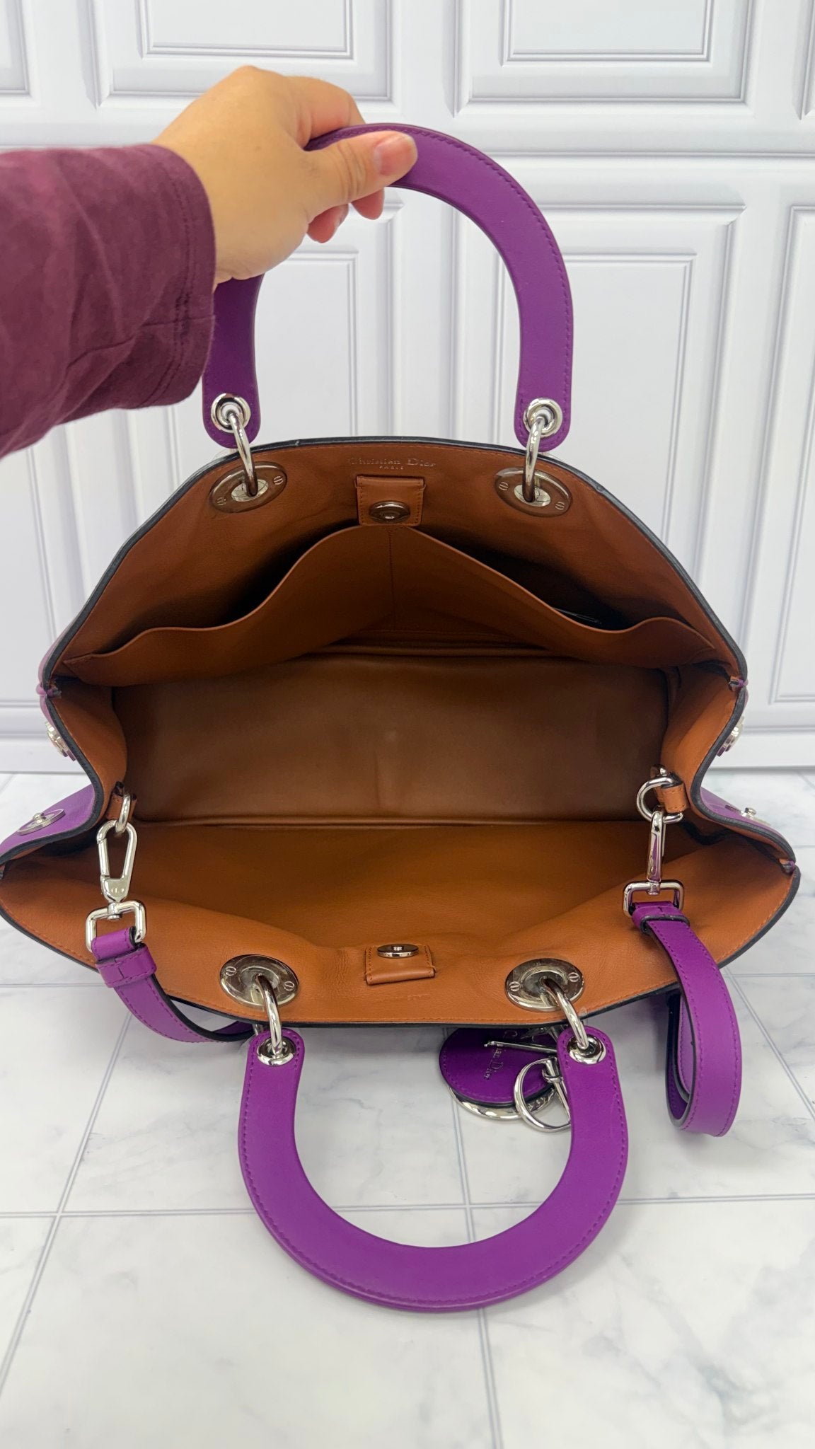 Christian Dior Purple Leather Diorissimo Tote bag 