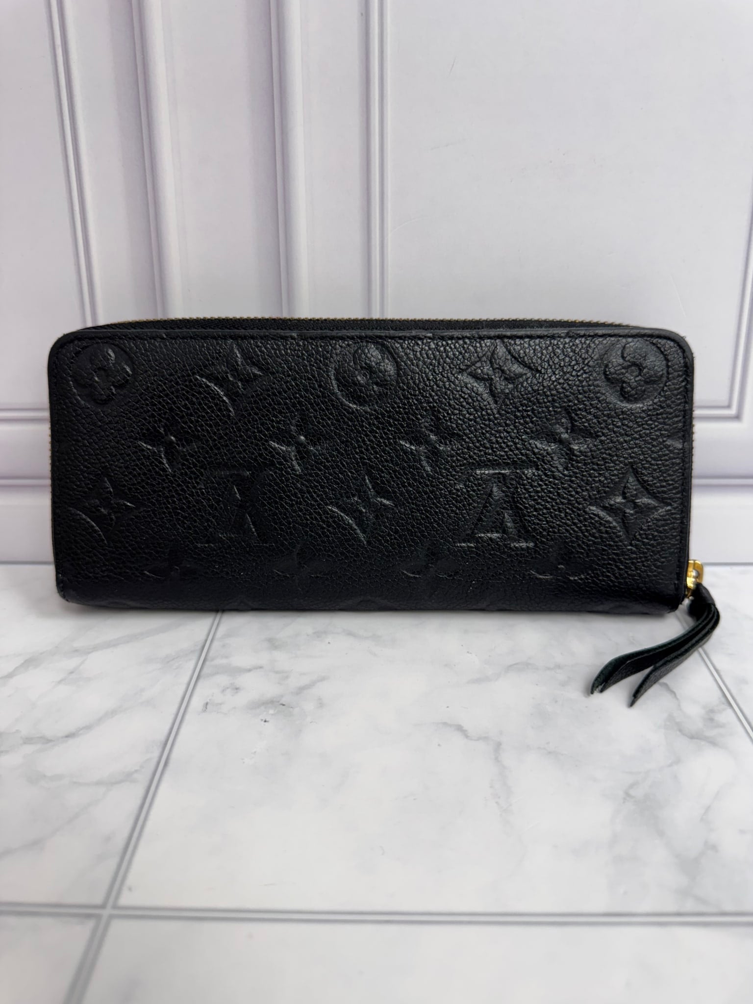 Louis Vuitton Black Empreinte Monogram Clemence Long Zippy Wallet