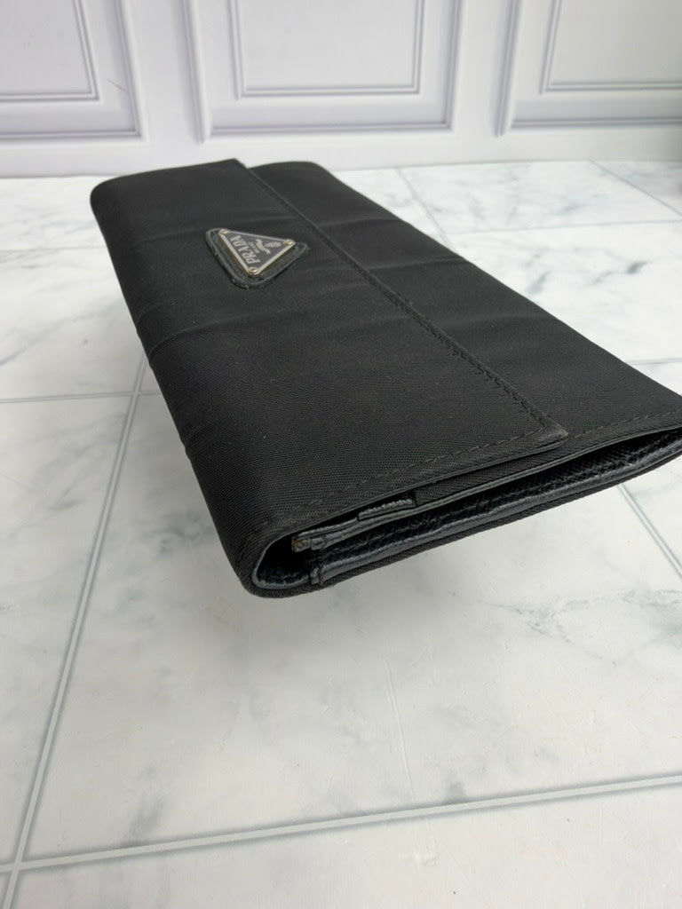 Prada Black Nylon Long Wallet