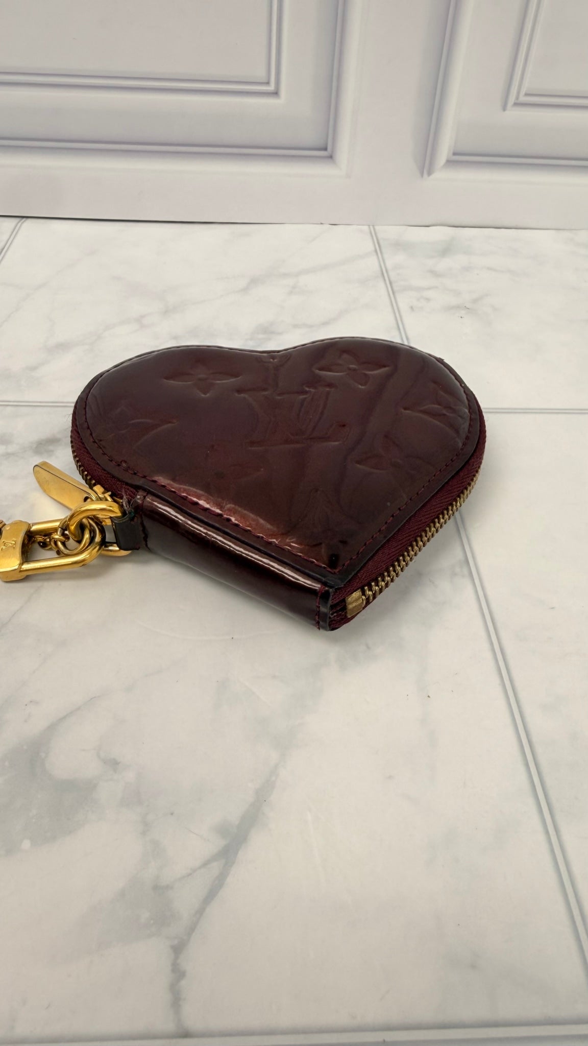Louis Vuitton Amarante Vernis Leather Heart Bag Charm 