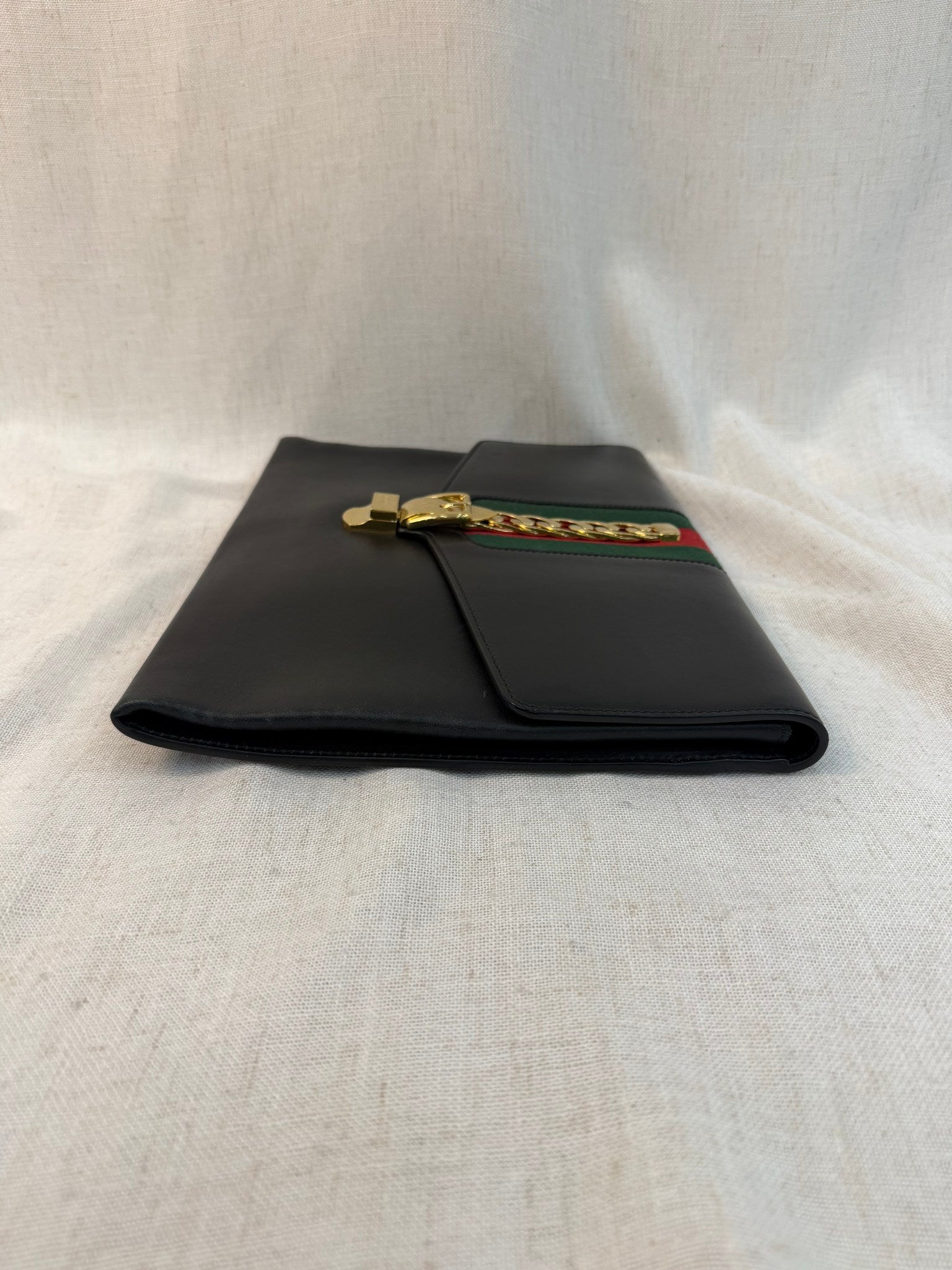 Gucci Black Leather Sylvie Clutch