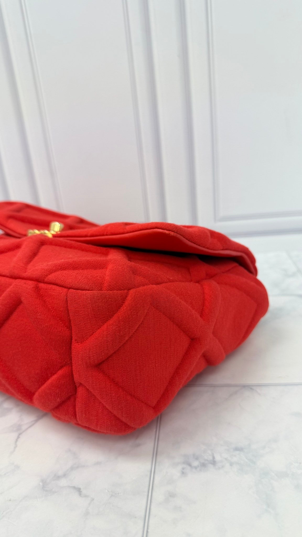 Chanel Red Quilted Jersey Chanel 19 Large Flap Bag 