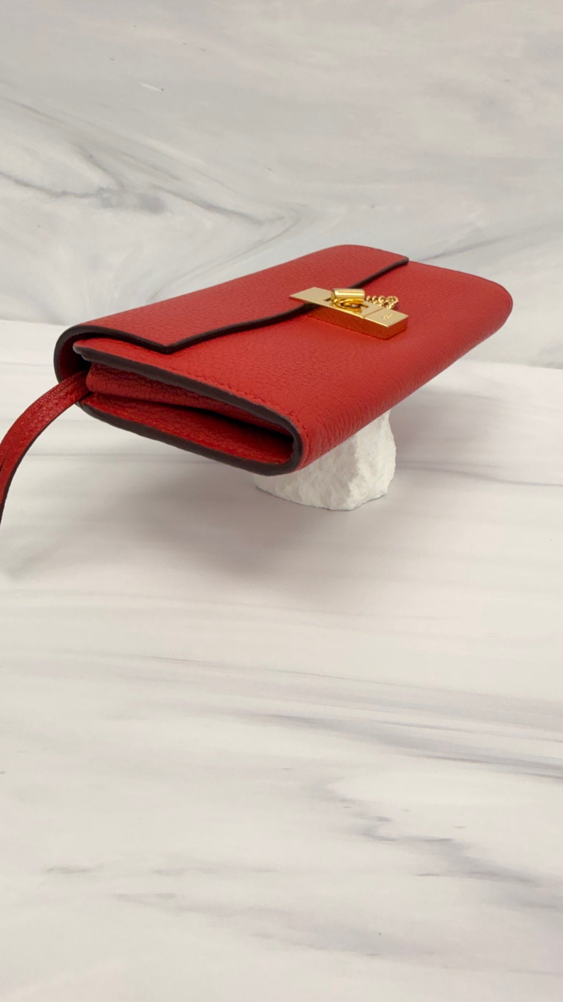 Chloe Red Grained Leather Long Wallet