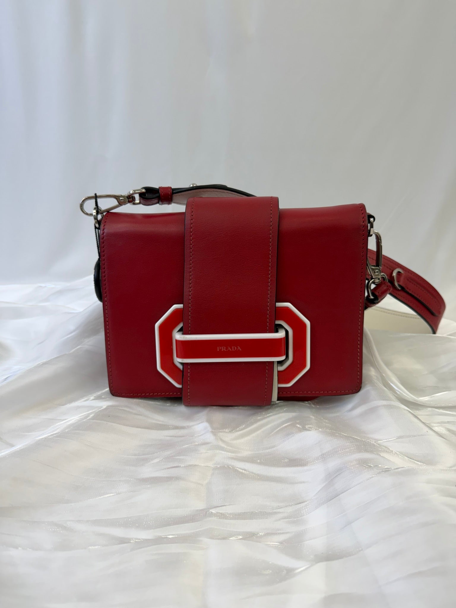 Prada Red Leather Plex Ribbon Bag