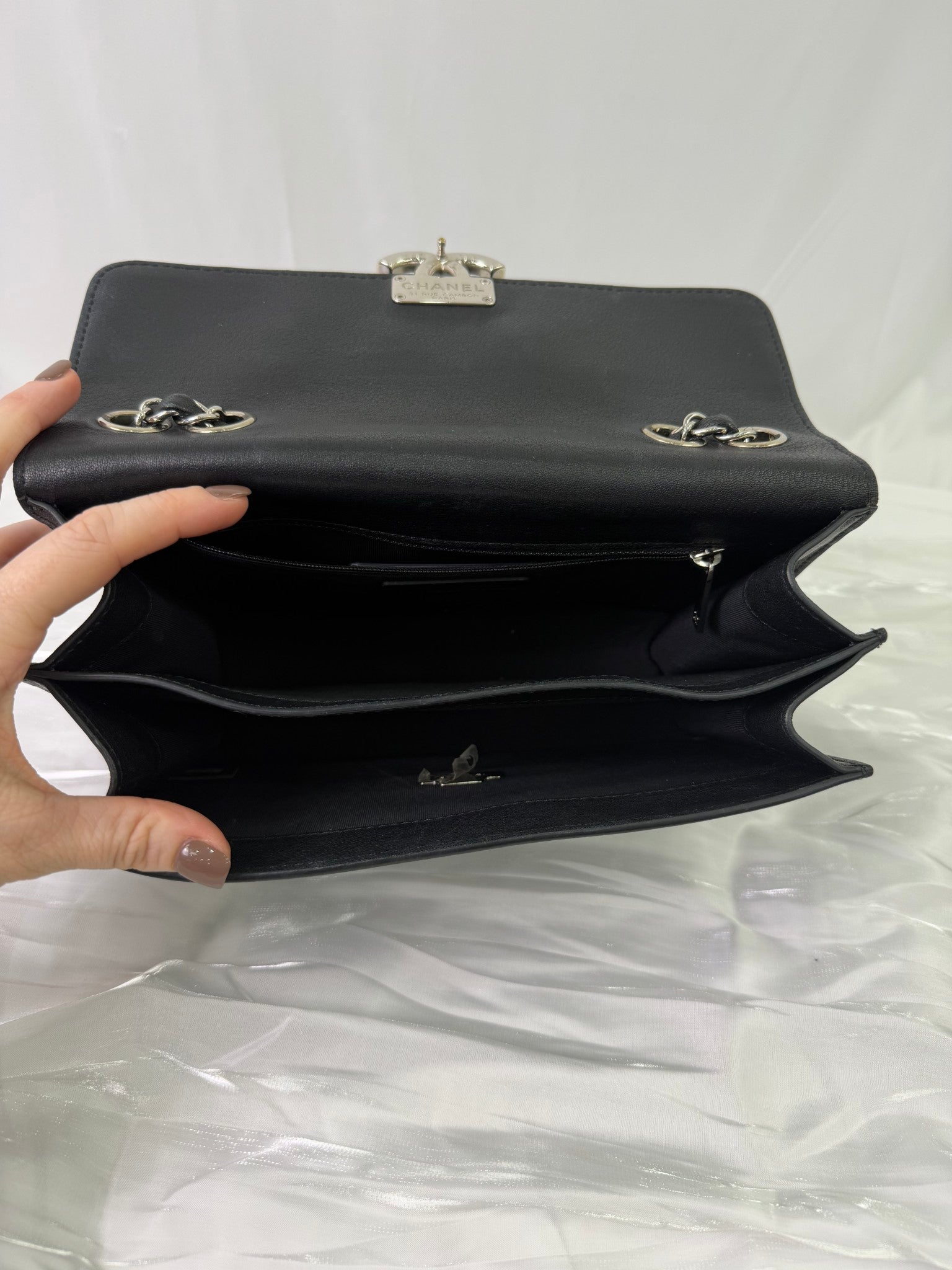 Chanel Black Calfskin CC Box Flap Shoulder Bag