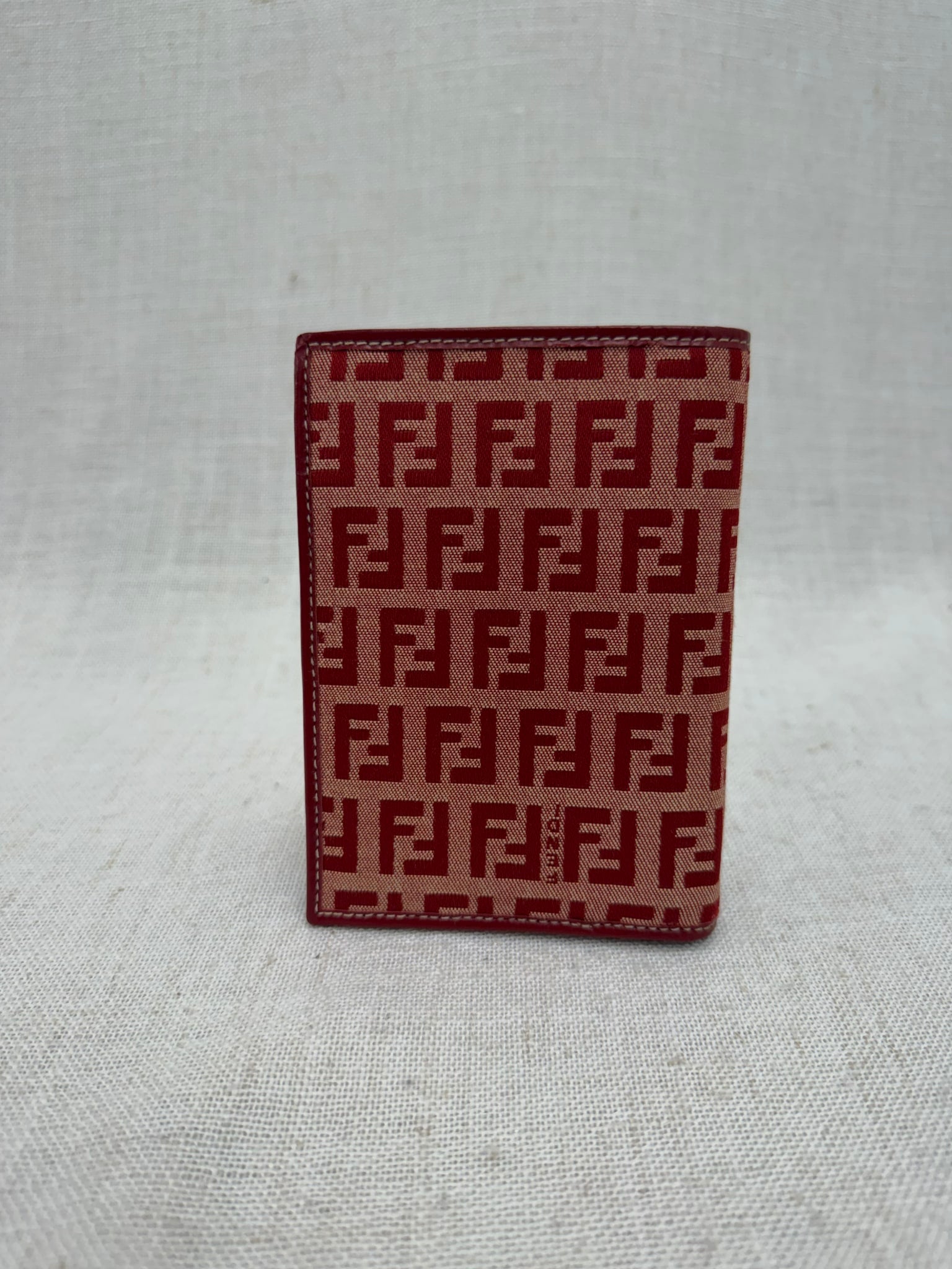 Fendi Red Zucca Canvas Compact Bifold