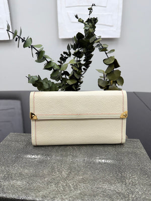 Louis Vuitton Cream Grained Leather Porte Tresor Wallet