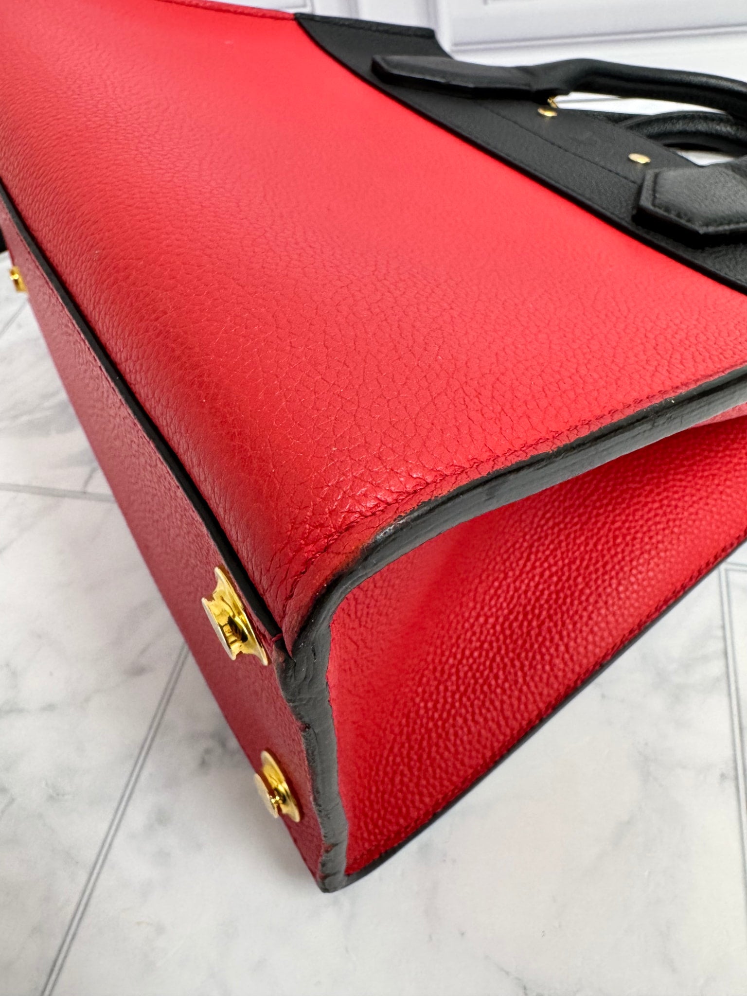 Louis Vuitton Red And Black Grained Leather City Steamer PM 2Way Bag