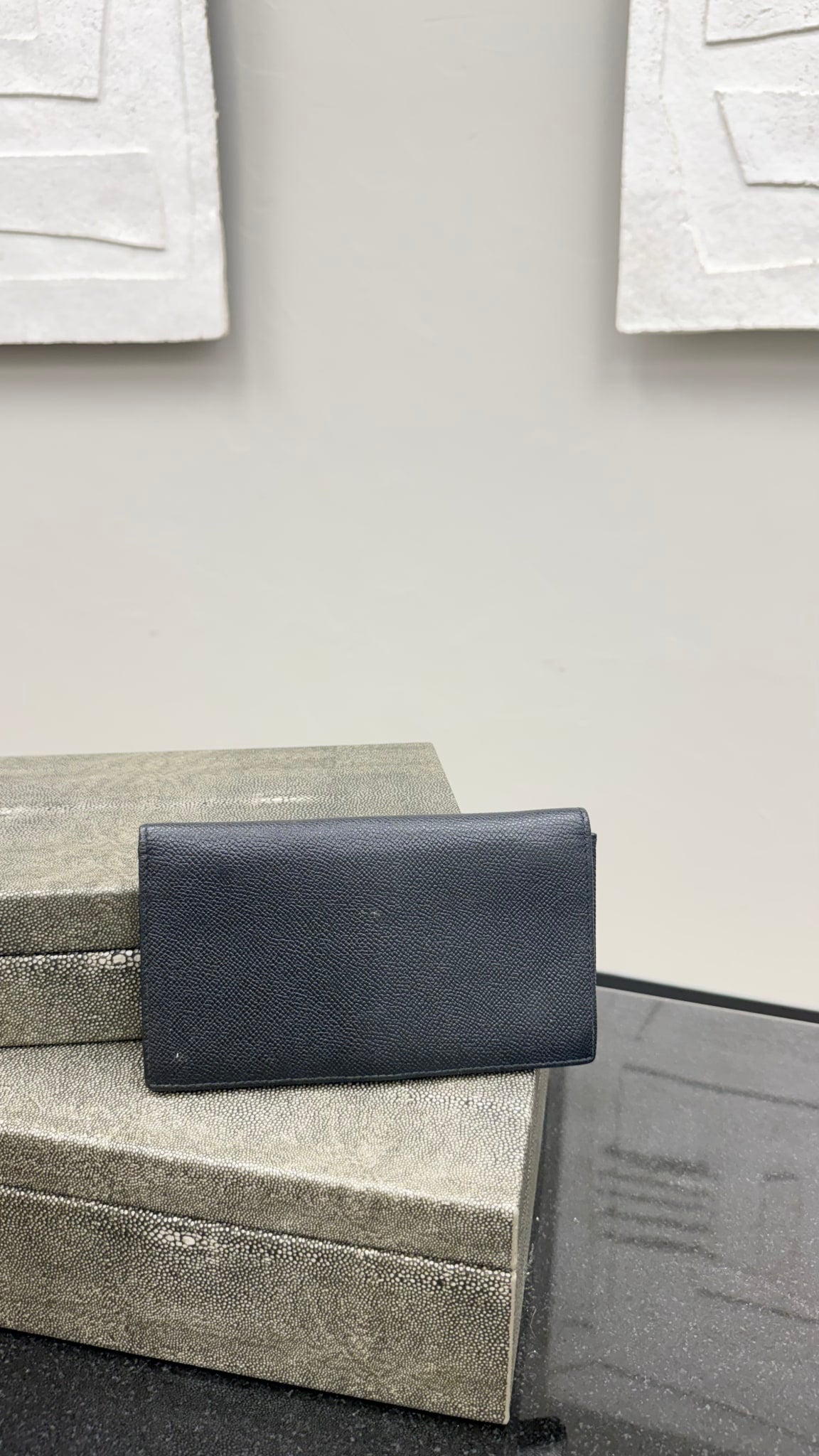 Bvlgari Black Pebbled Leather Long Wallet