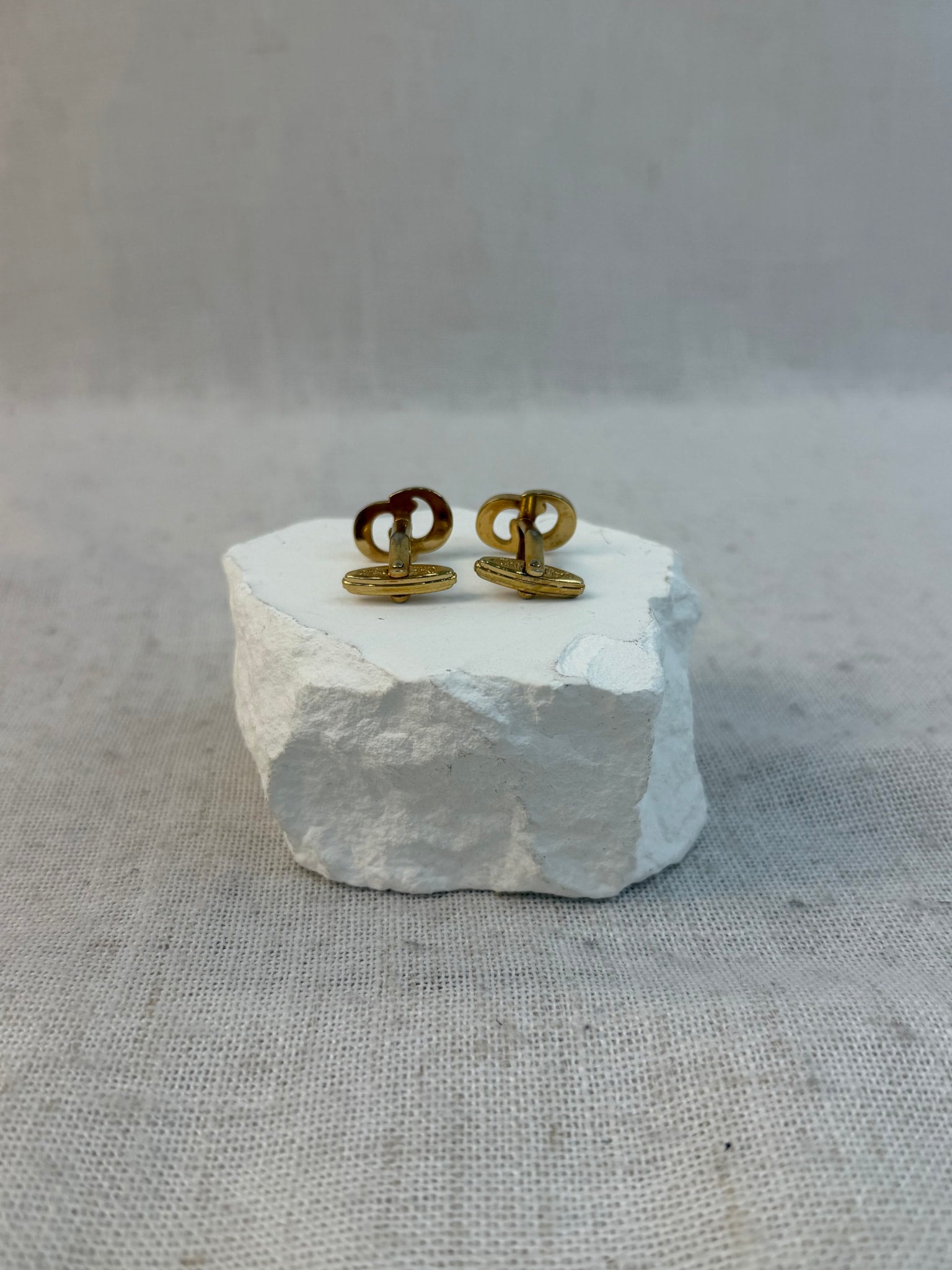 Christian Dior Gold Tone CD Logo Cufflinks