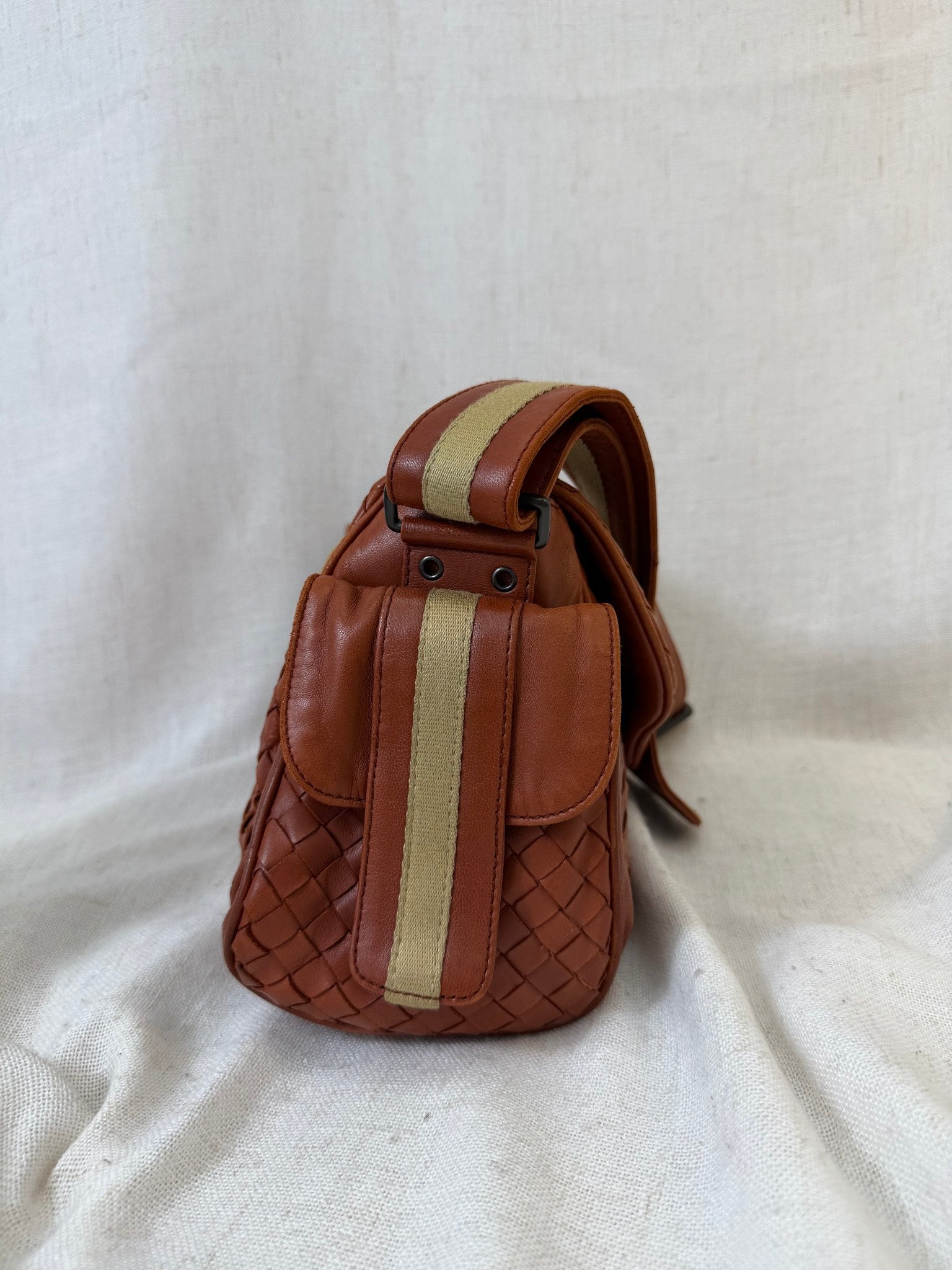 Bottega Veneta Rust Orange Intrecciato Leather Shoulder Bag 