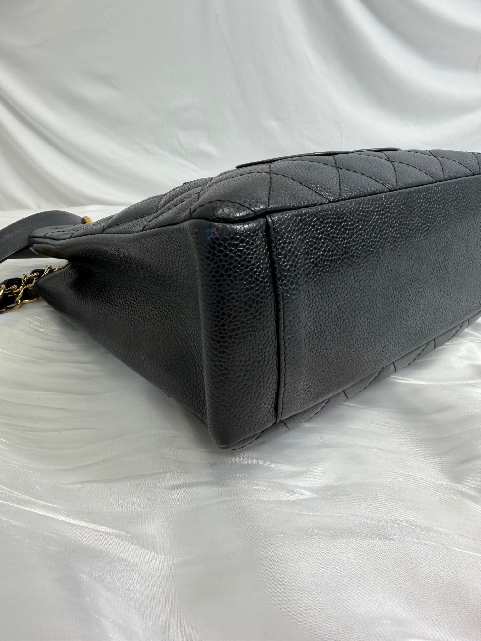 Chanel Black Quilted Caviar Petite Shopping Tote