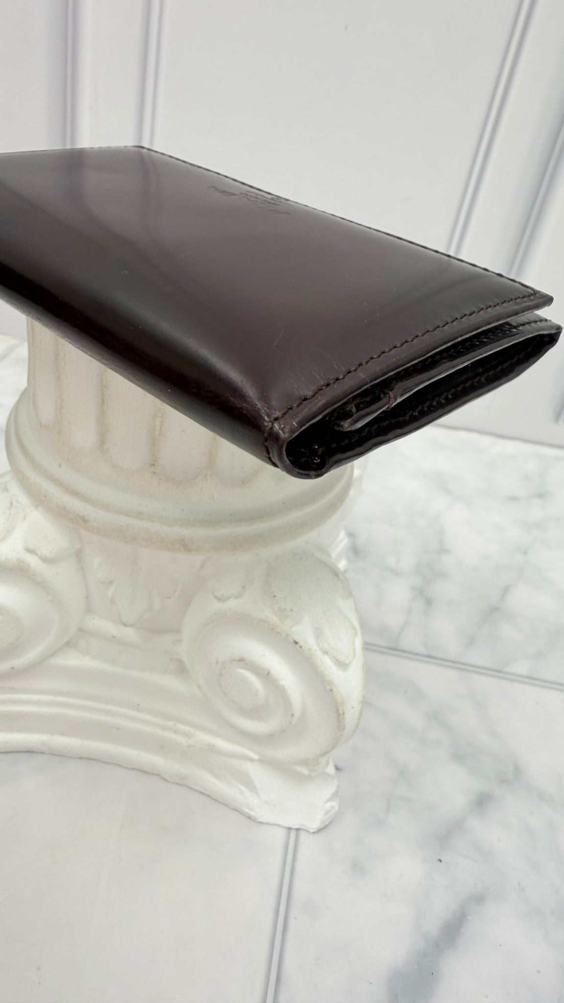 Prada Brown Patent Leather Card Case