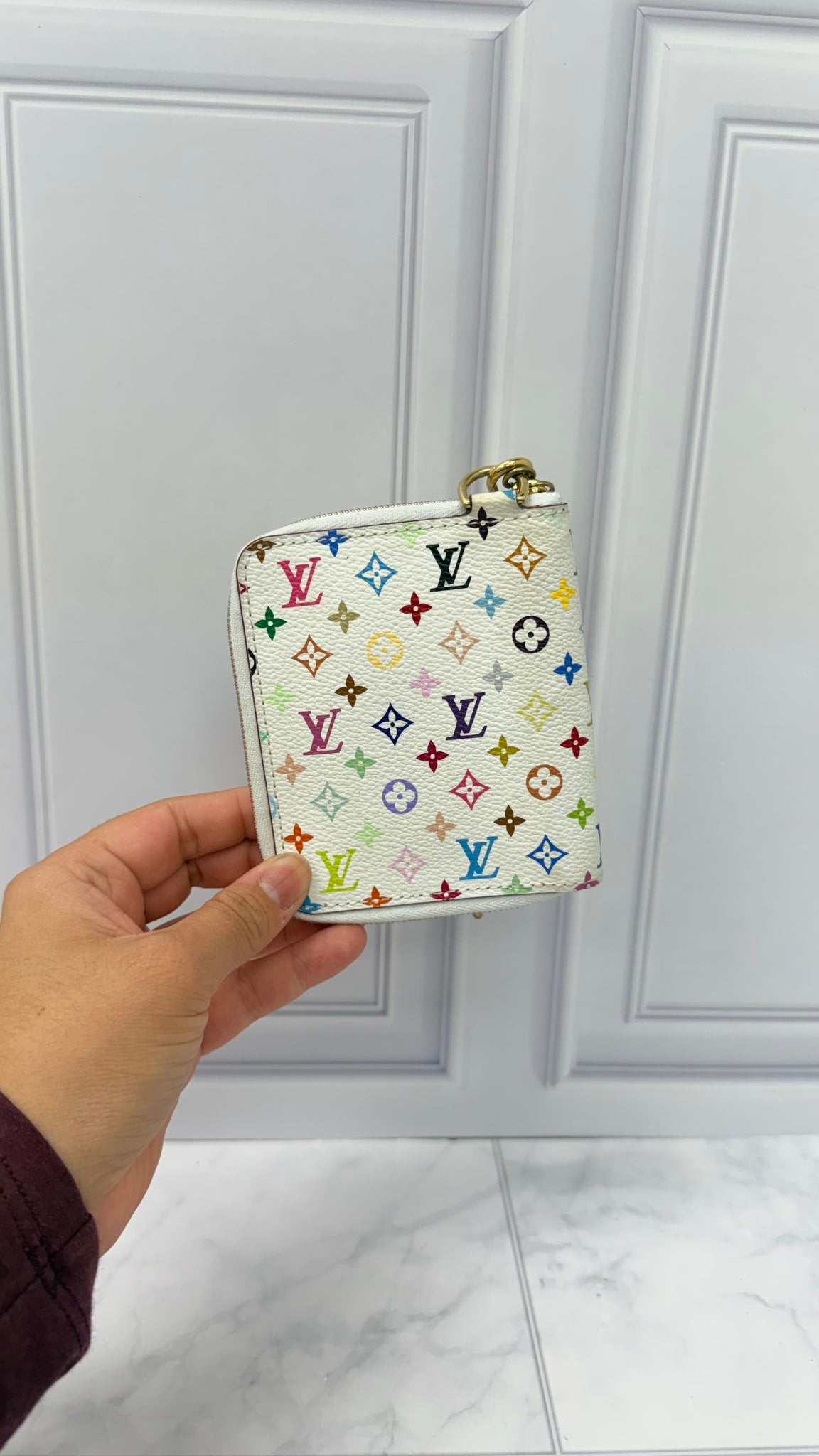 Louis Vuitton White Multicolor Monogram Zippy Compact Wallet