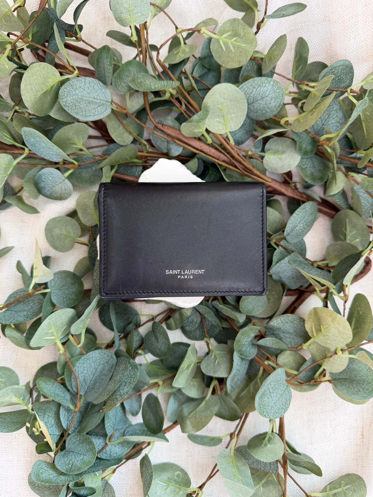 Saint Laurent YSL Black Leather Bifold Wallet
