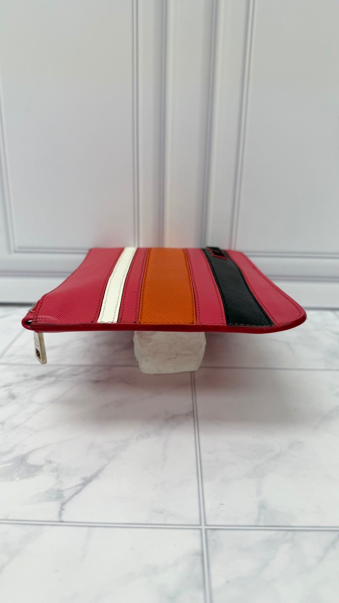 Prada Pink Multicolor Saffiano Leather Pouch 