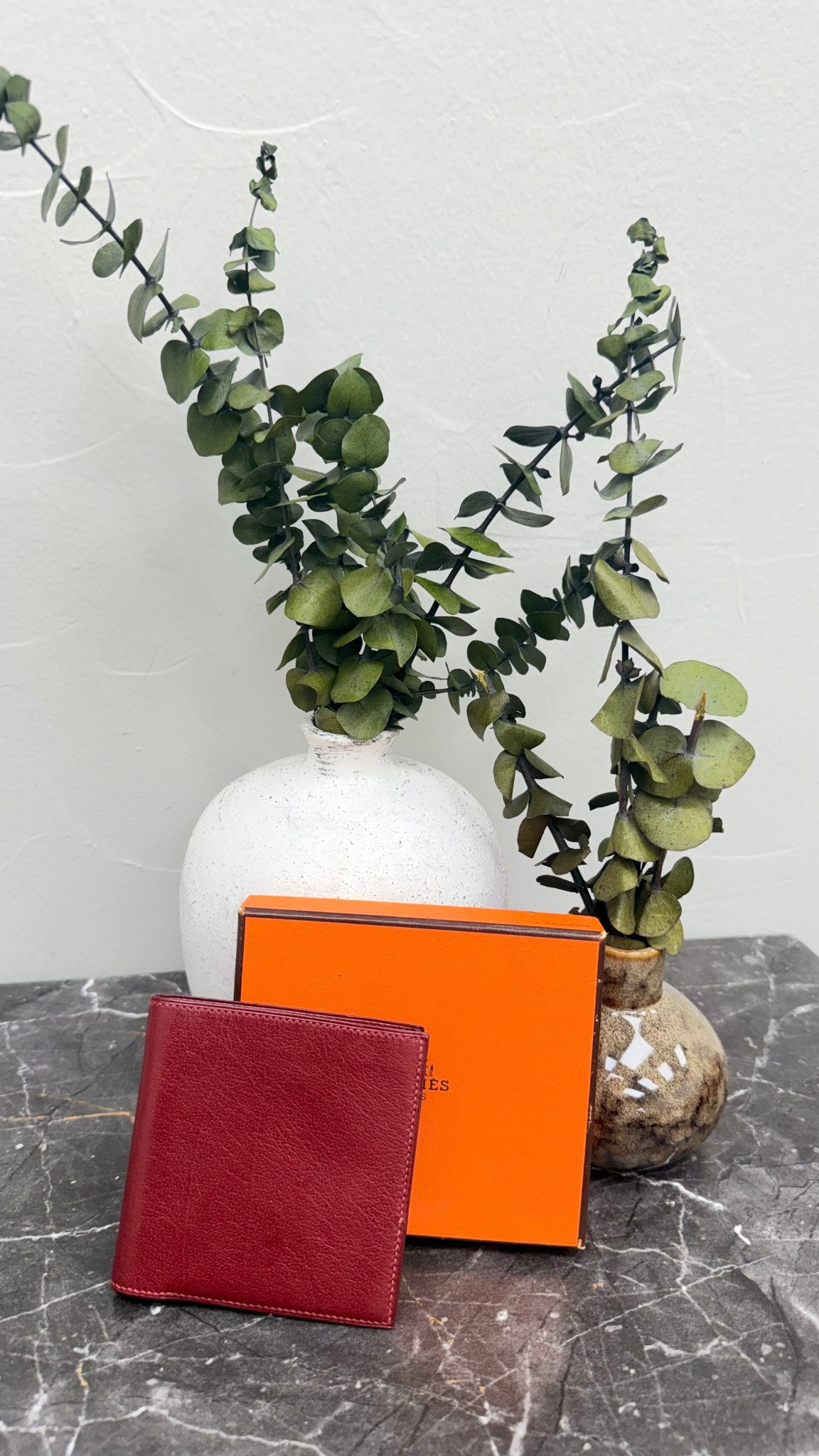 Hermes Burgundy Leather Bifold Wallet