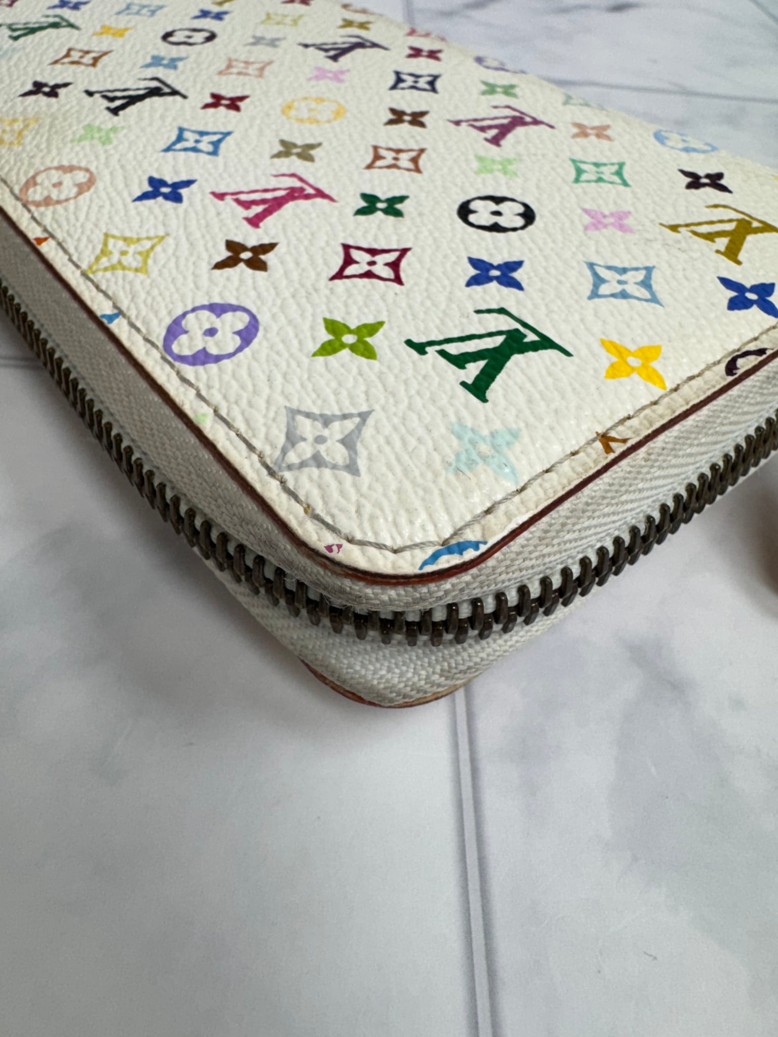 Louis Vuitton White Murakami Long Zippy Wallet