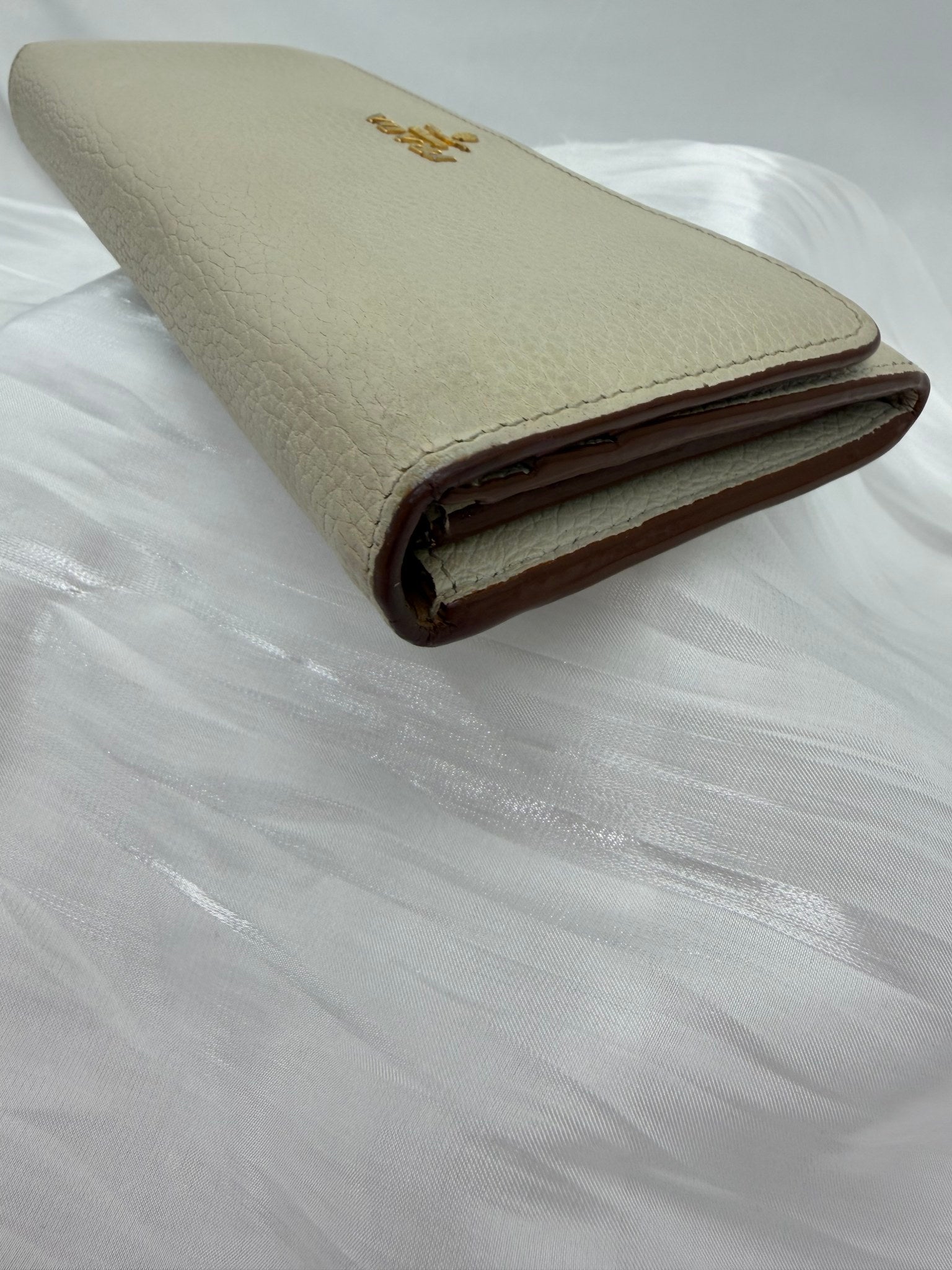Prada Cream Leather Long Wallet