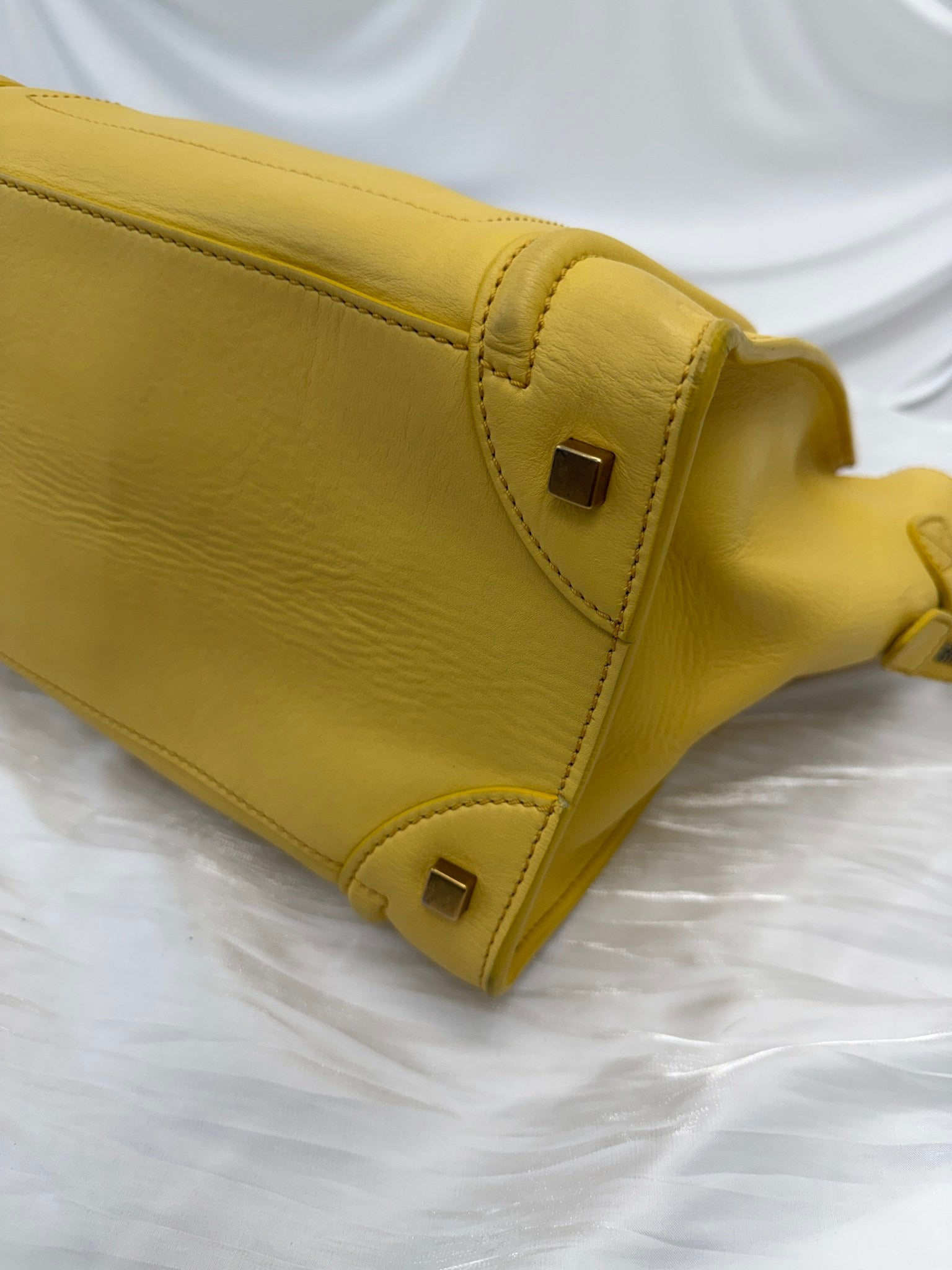 Celine Yellow Leather Mini Luggge Handbag