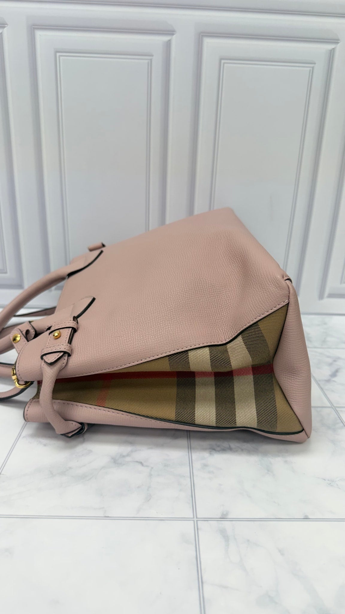 Burberry Pink Leather Tote Bag 