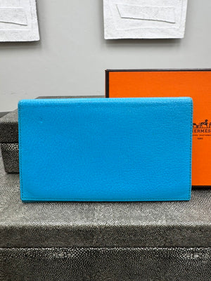 Hermes Blue Leather Passport Cover