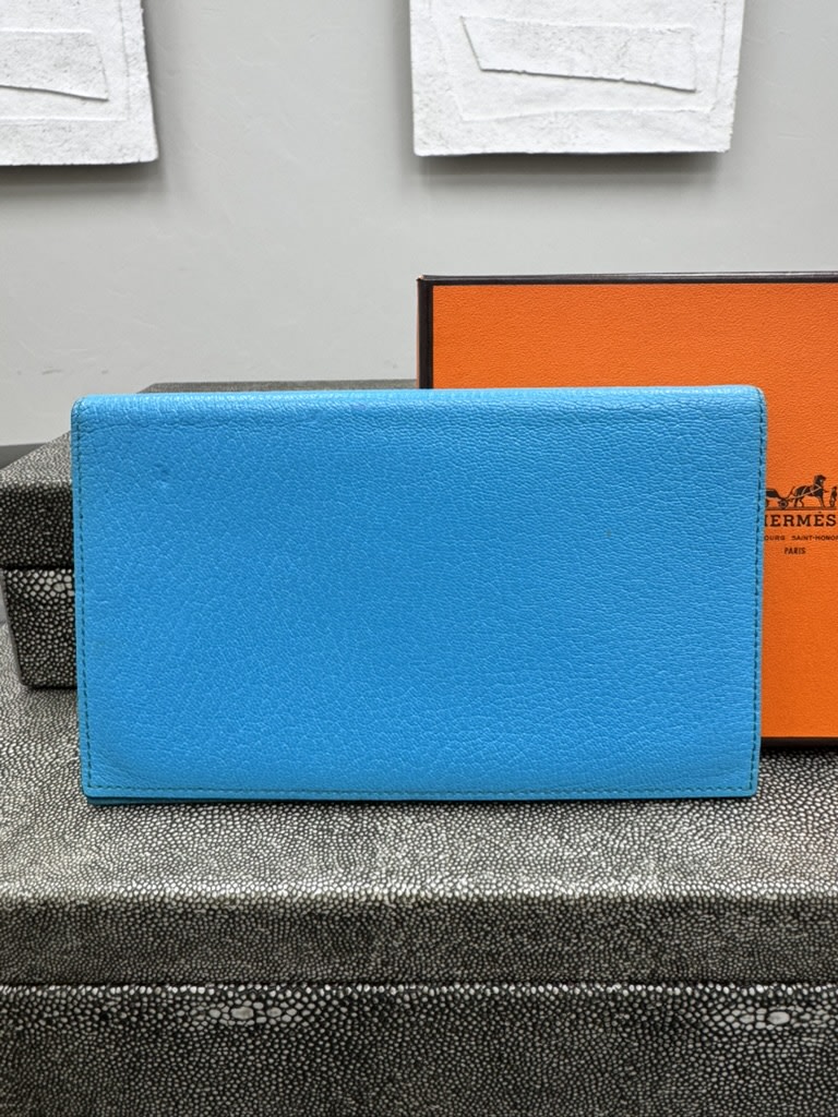 Hermes Blue Leather Passport Cover