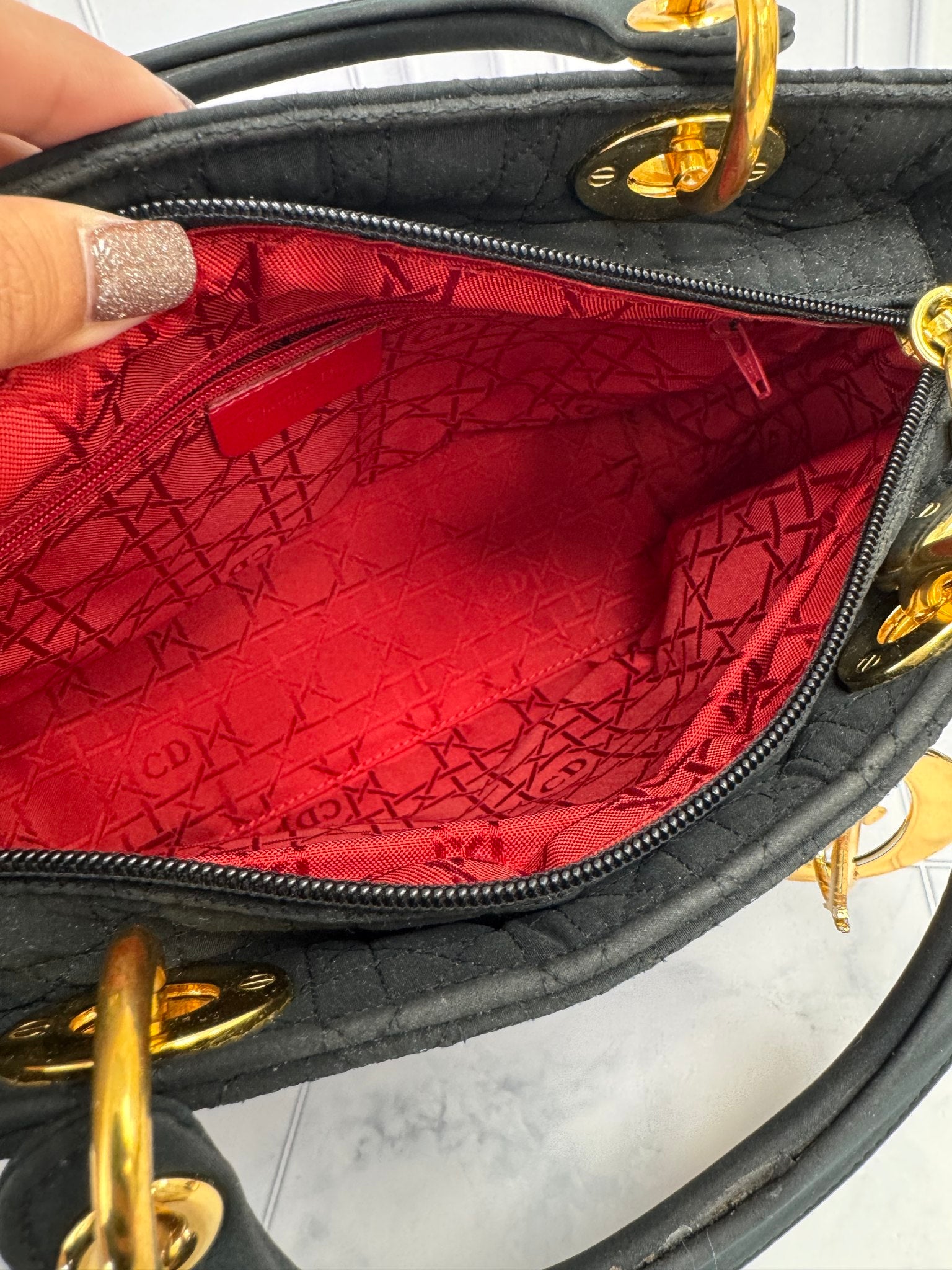 Christian Dior Black Quilted Cannage Canvas