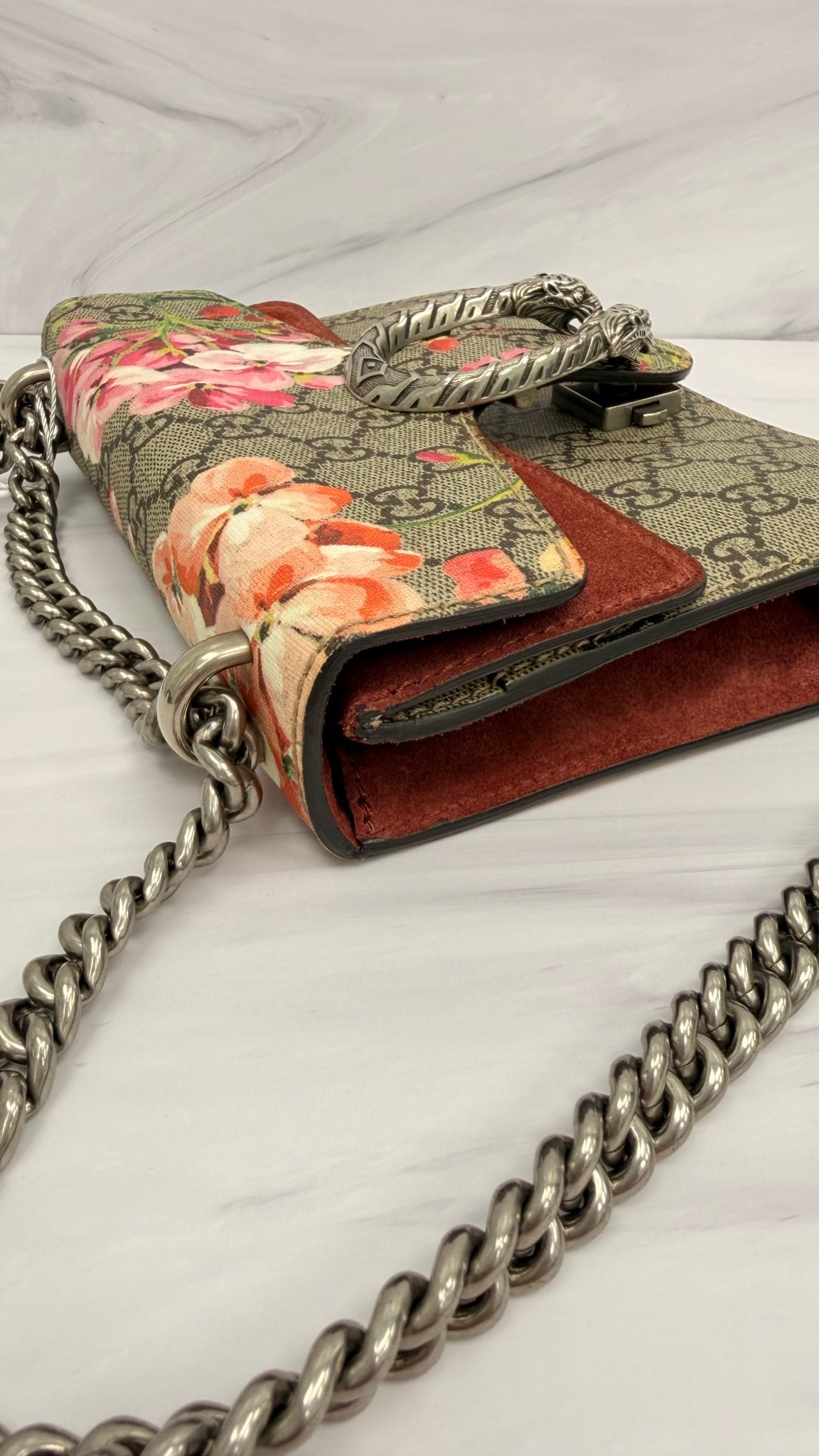 Gucci GG Supreme Blooms Mini Dionysus Chain Crossbody Bag 