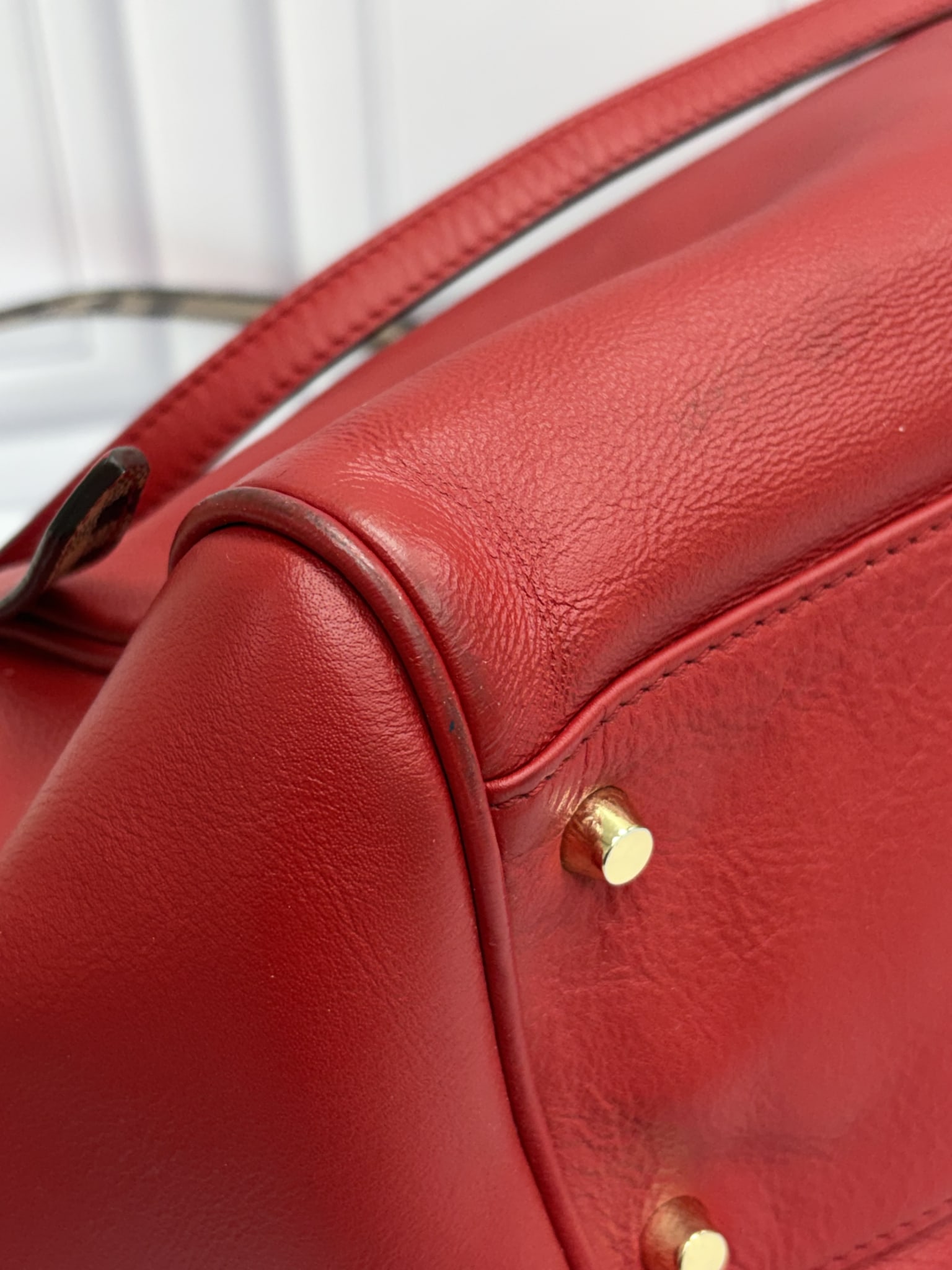 Burberry Red Leather Canterbury Tote Bag 