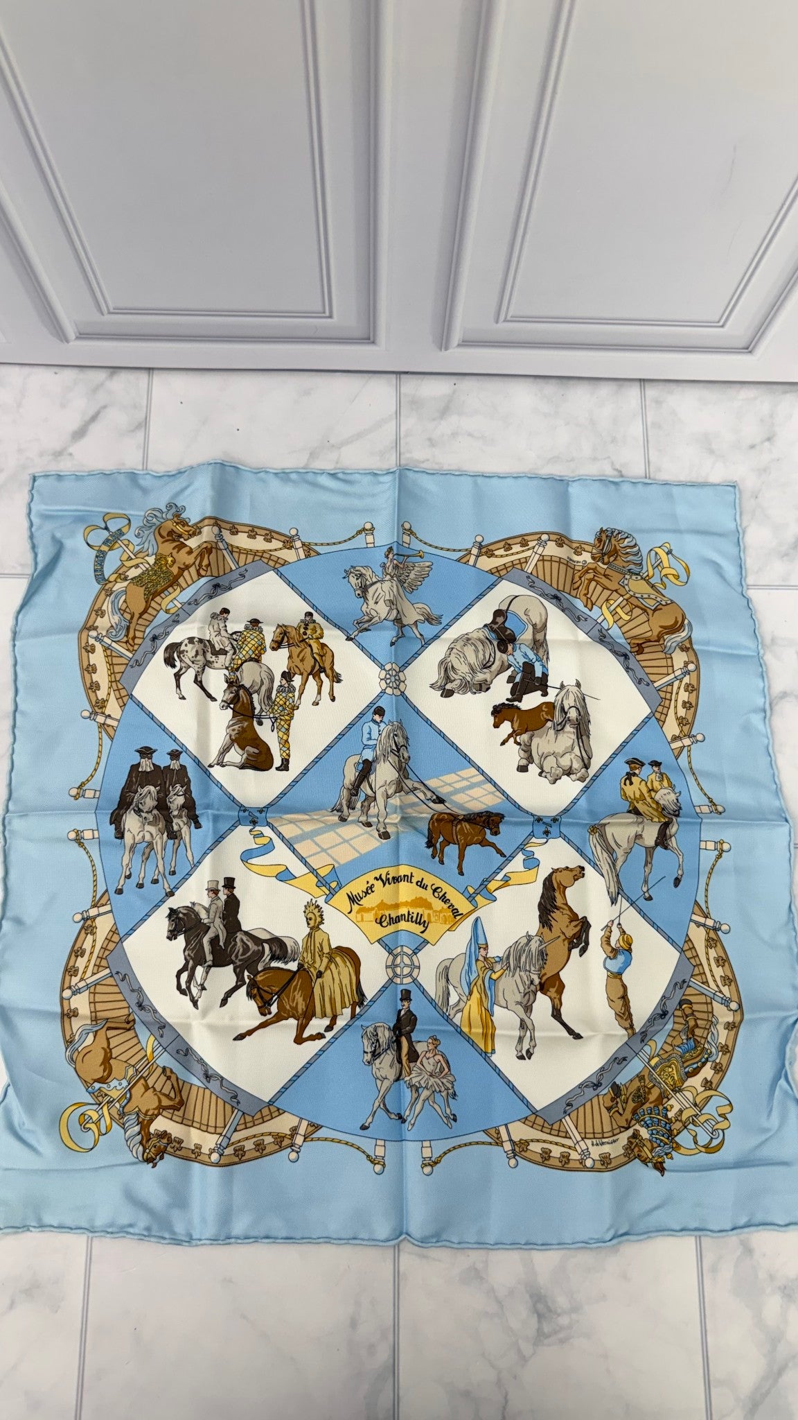 Hermes Light Blue Carre 90 Silk Scarf