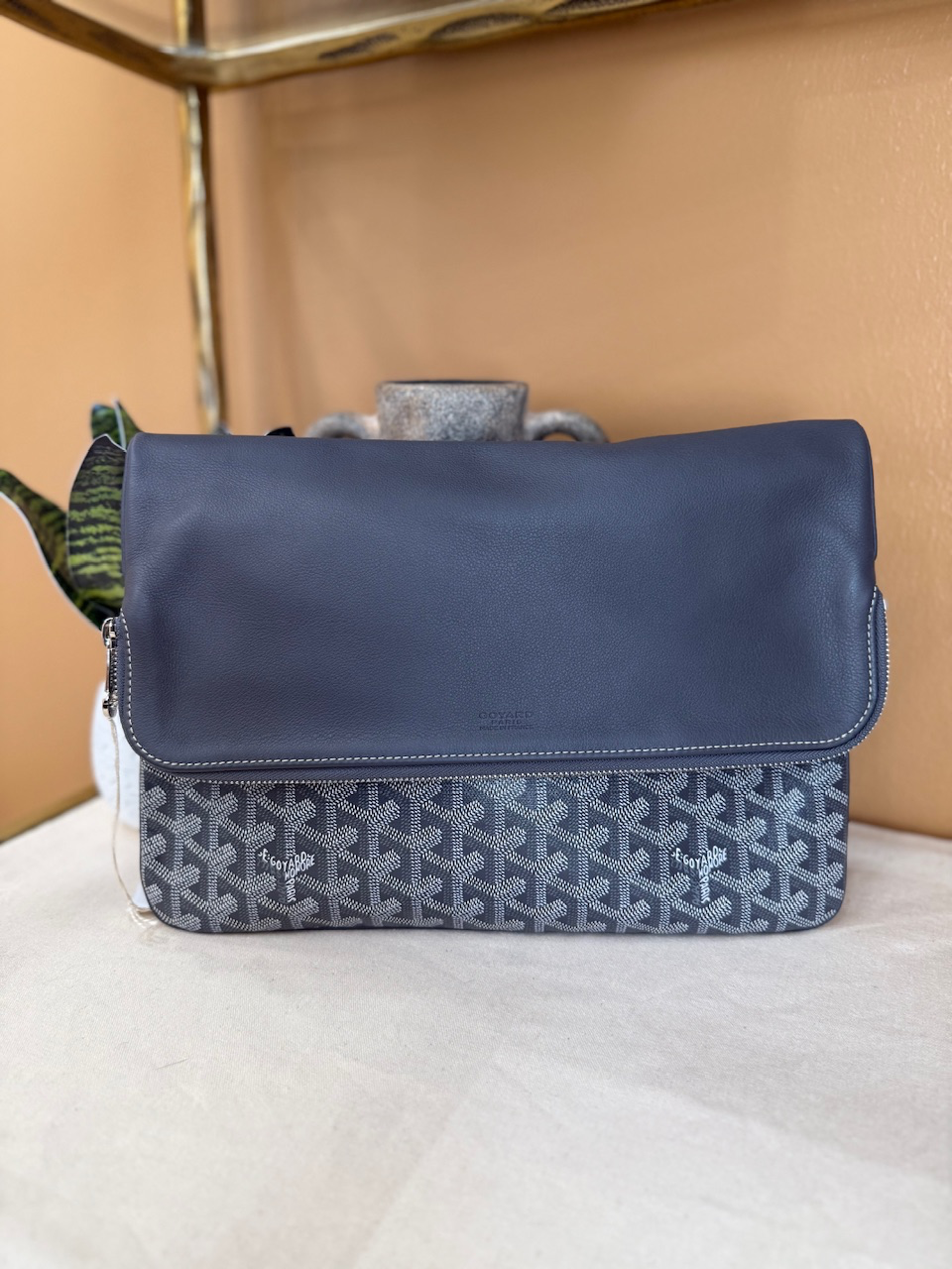 BRAND NEW Goyard Grey Leather Clutch