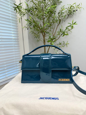 BRAND NEW - Jacquemus Turquoise Patent Leather Le Grand Bambino Handbag 2Way Handbag
