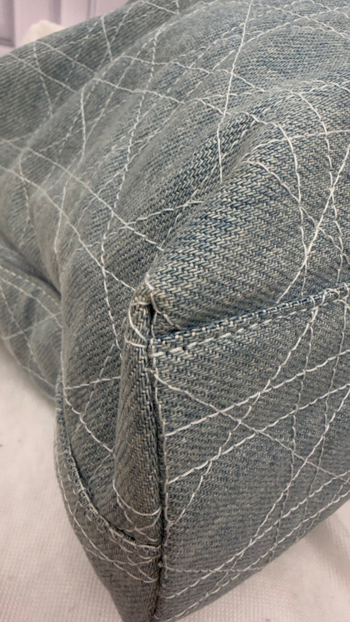 Christian Dior Denim Cannage Large Lady Dior Handbag