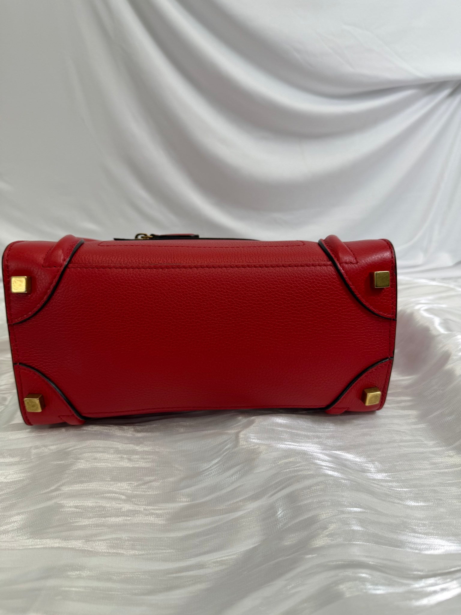 Celine Red Leather Micro Luggage Tote