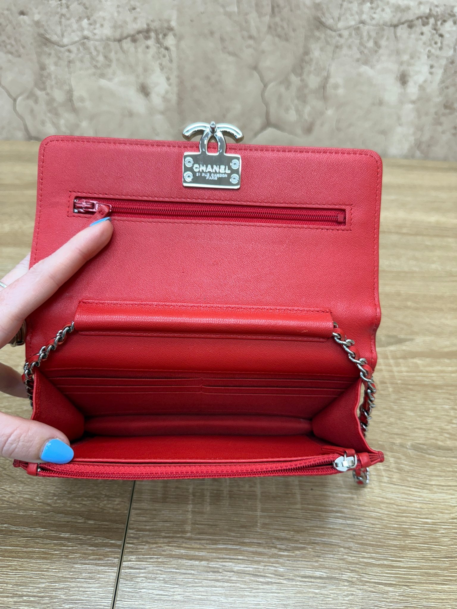 Chanel Red Lambskin Urban Companion Wallet on Chain