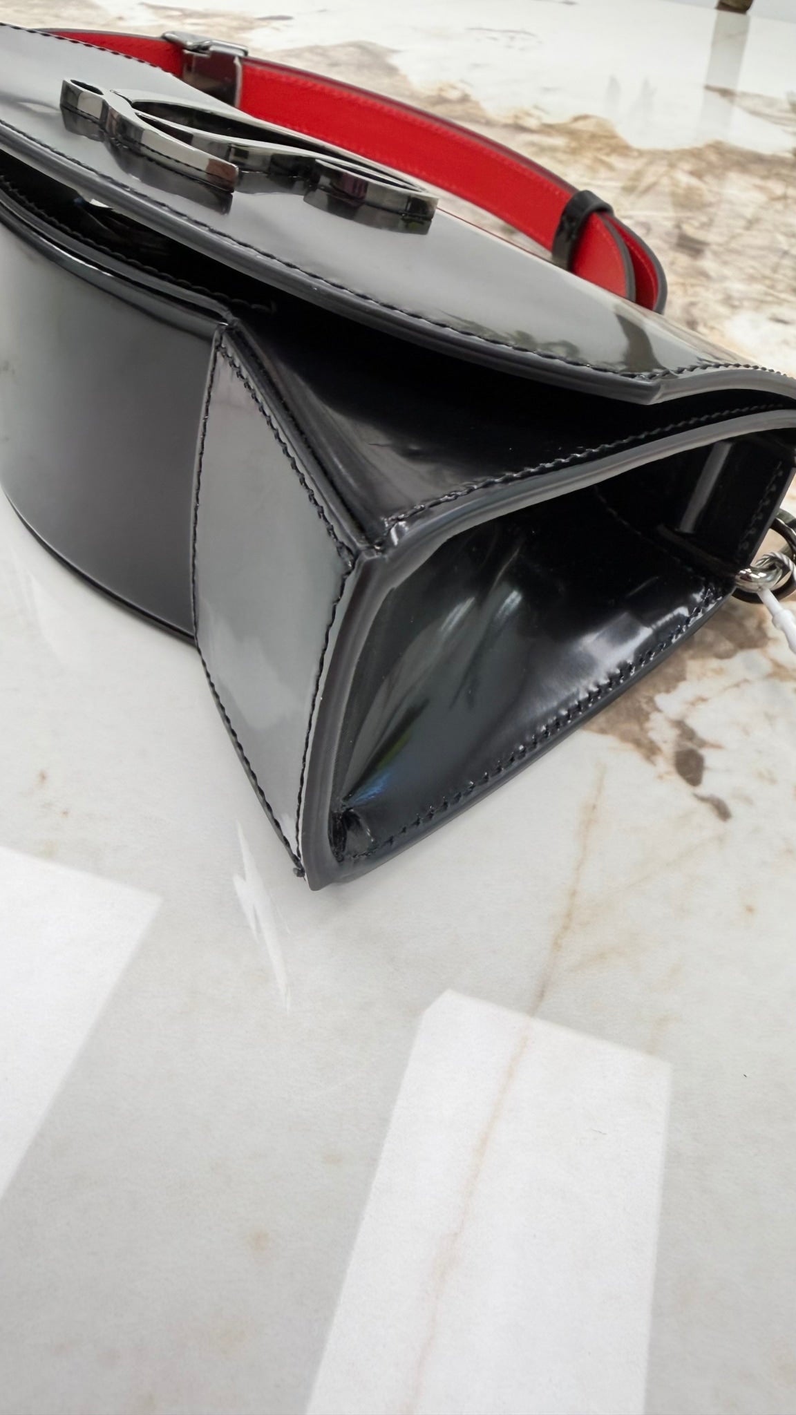 Christian Louboutin Black Patent Leather Loubi54 Crossbody Clutch 