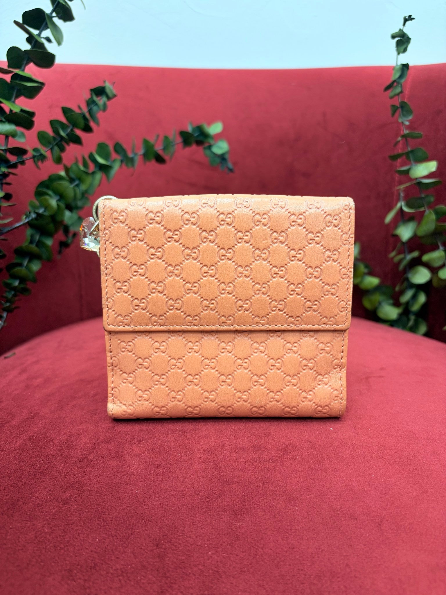 Gucci Peach Microguccissima Compact Wallet