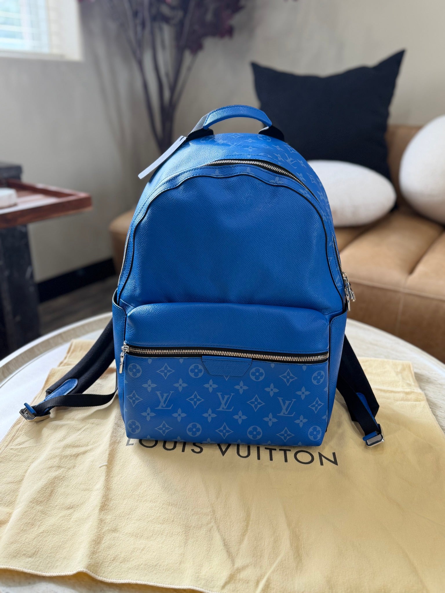 Louis Vuitton Agave Blue Taigarama Monogram Discovery Backpack