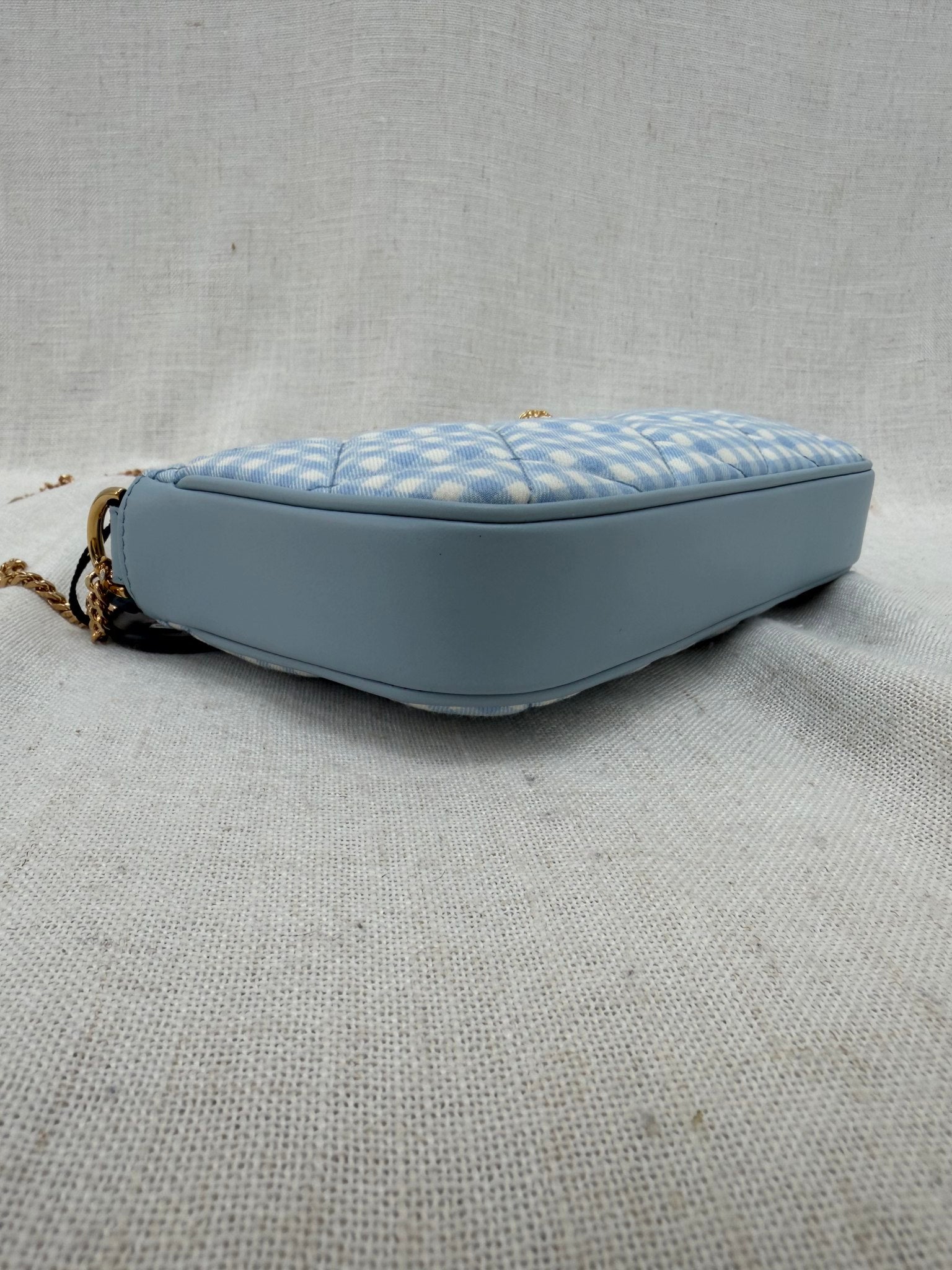 BRAND NEW- Versace Blue Gingham Canvas Pochette Crossbody