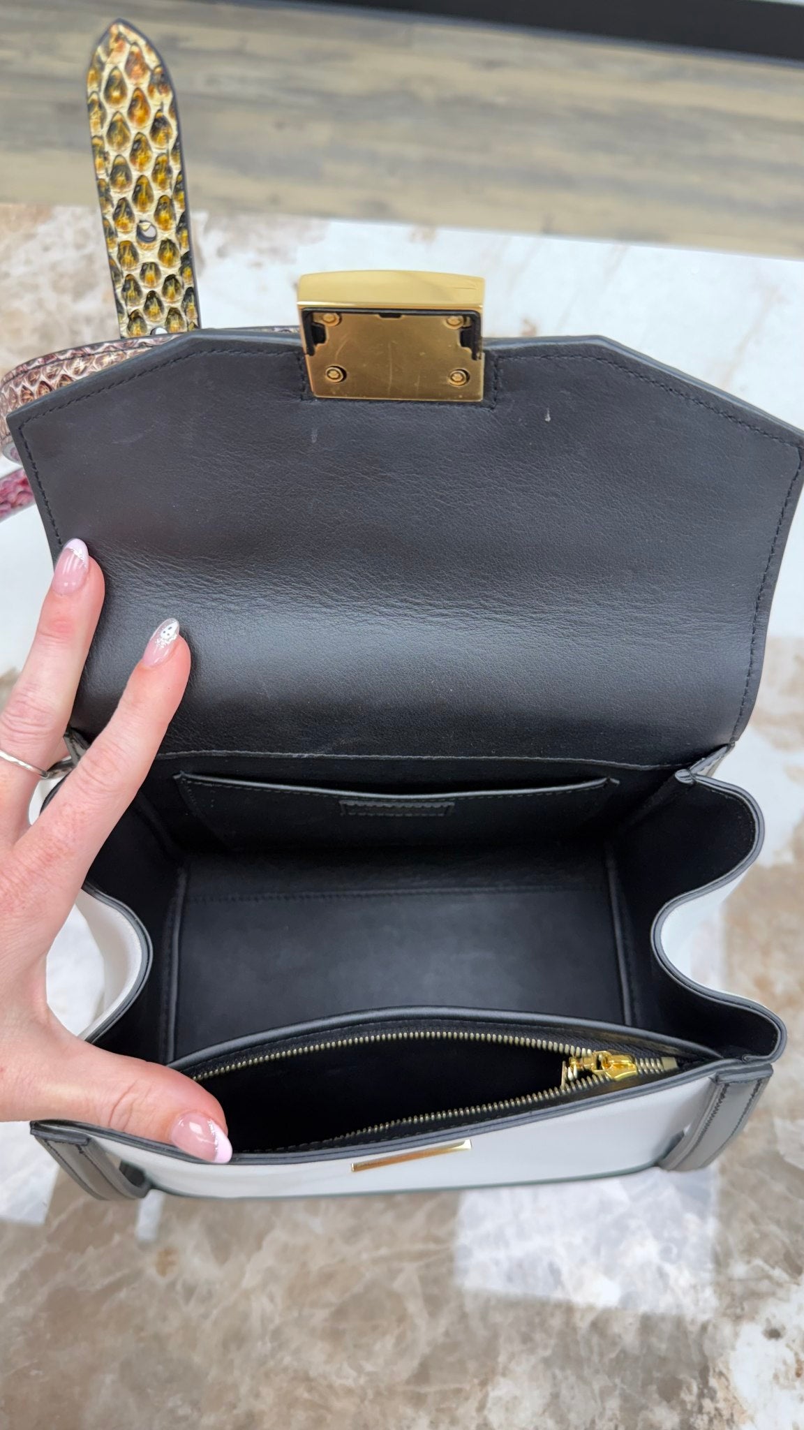 Louis Vuitton White & Black Leather with Rainbow Python Arch 2way Bag