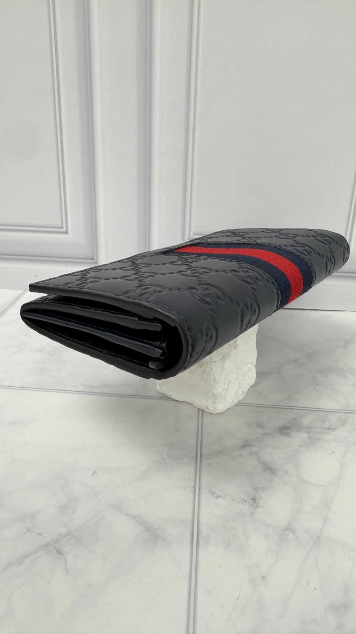 Gucci Navy Blue Guccissima Leather Long Wallet