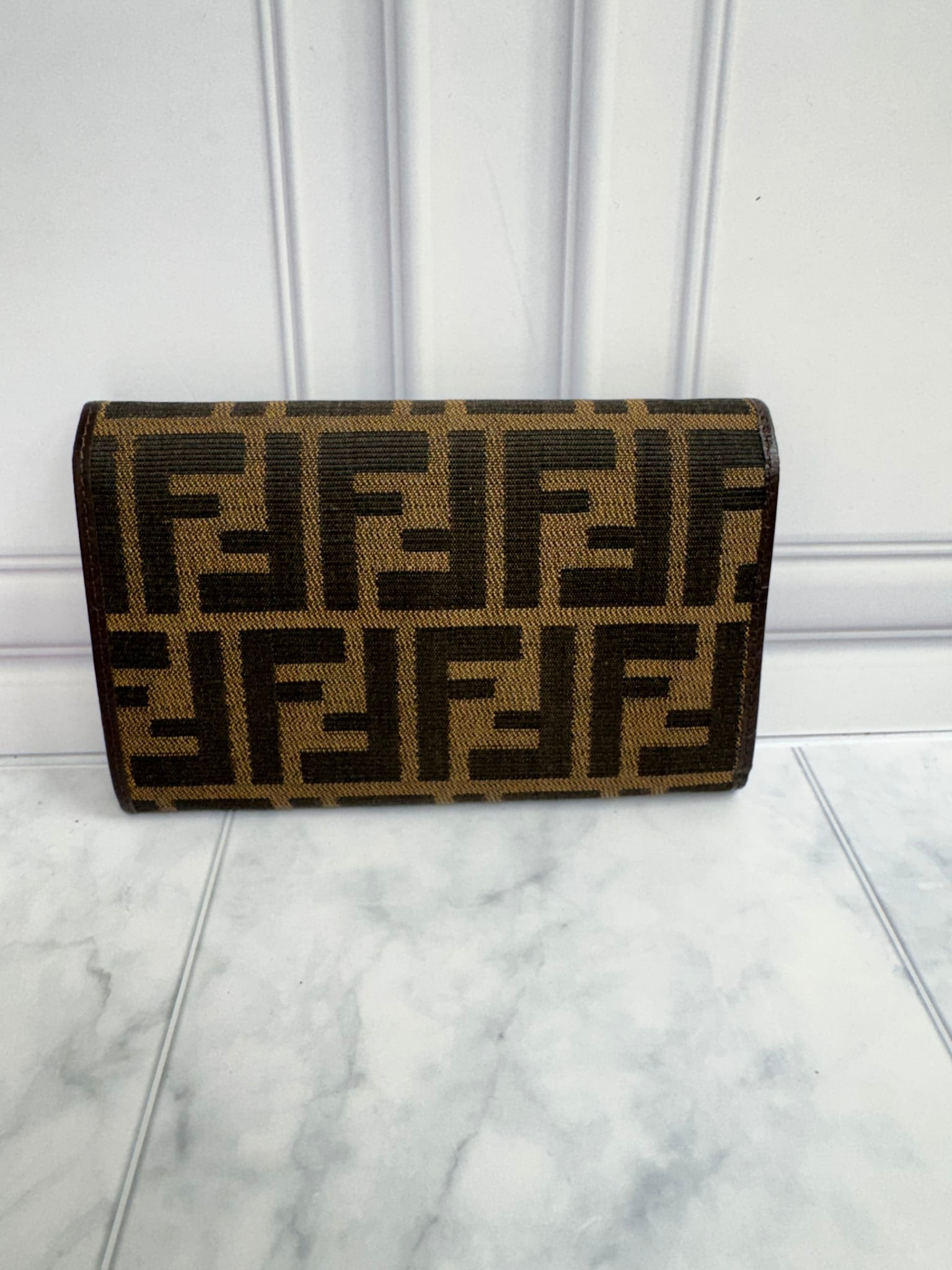 Fendi Brown And Black Zucca Canvas Compact Wallet