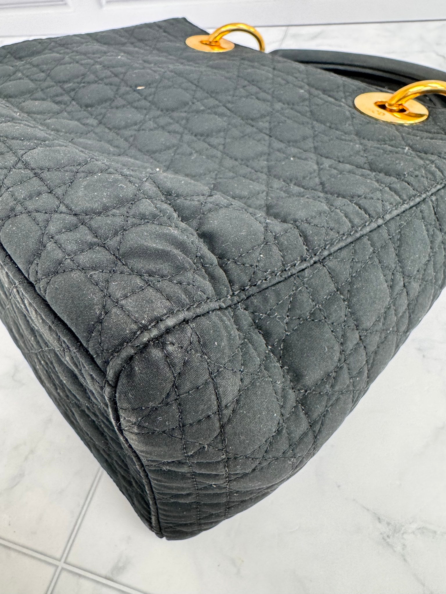 Christian Dior Black Quilted Cannage Canvas
