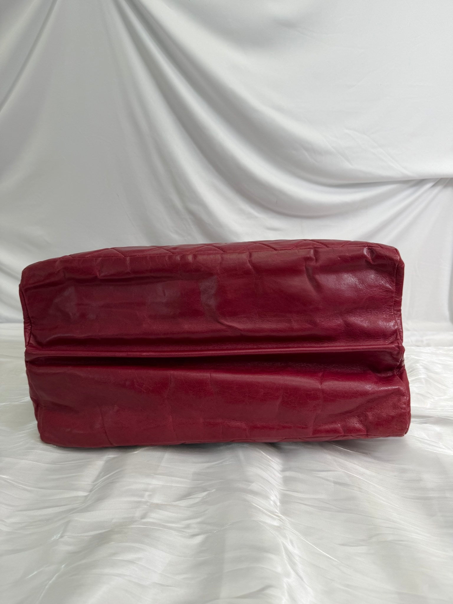 Chanel Red Quilted Glazed Calfskin Boy Bag Tote