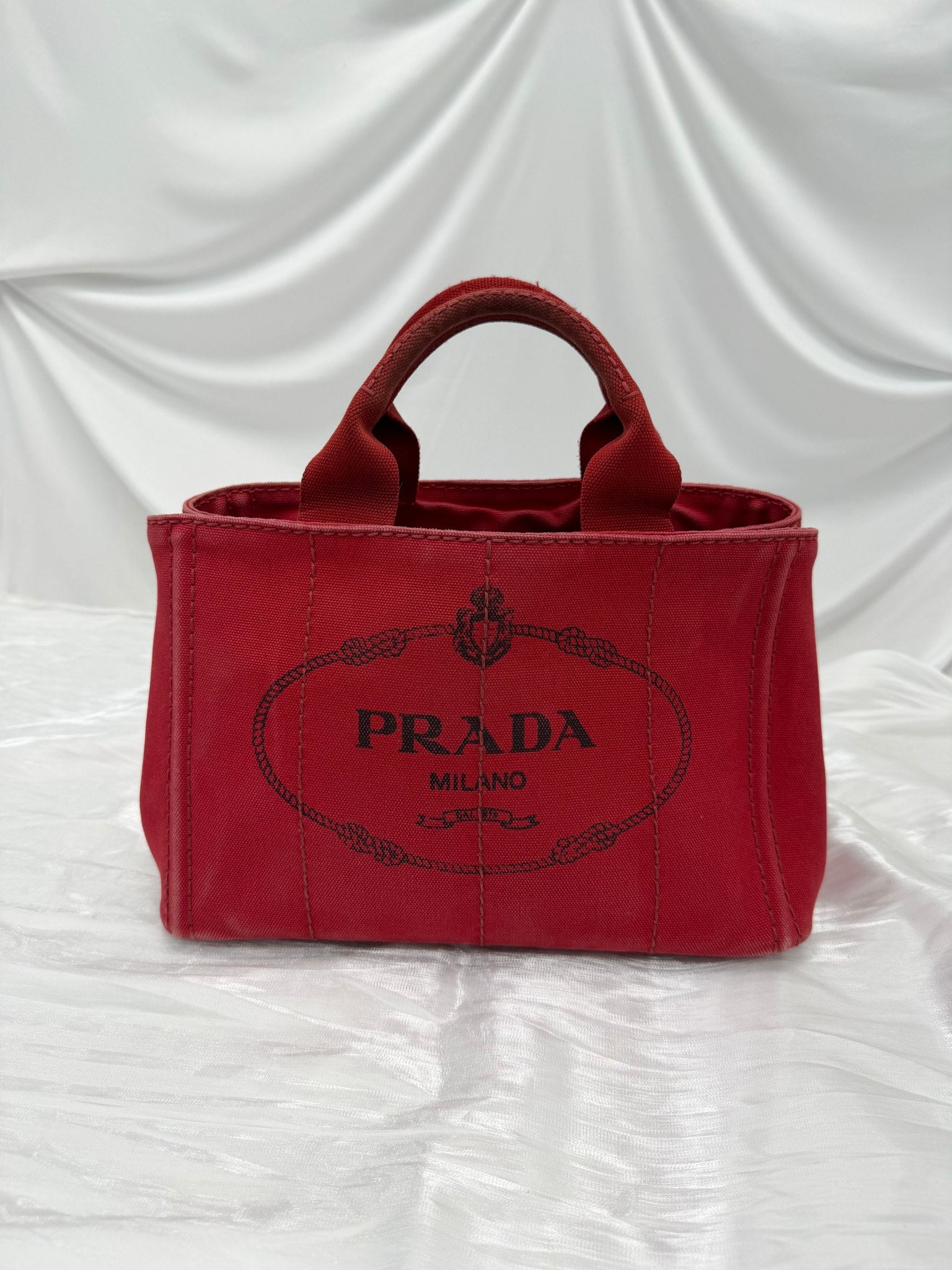 Prada Red Canvas Small Canapa Handbag