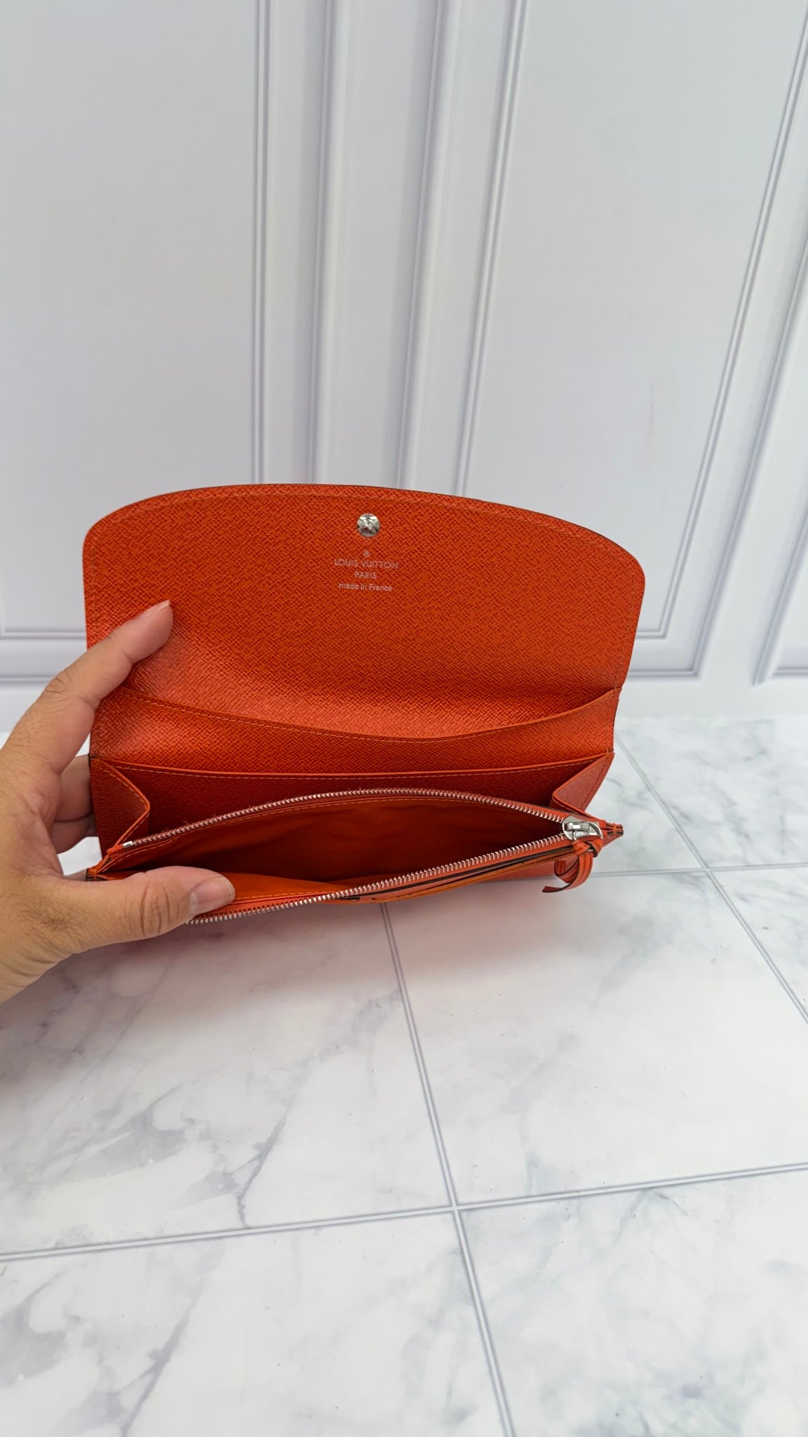 LIKE NEW - Louis Vuitton Orange Epi Leather Long Wallet 