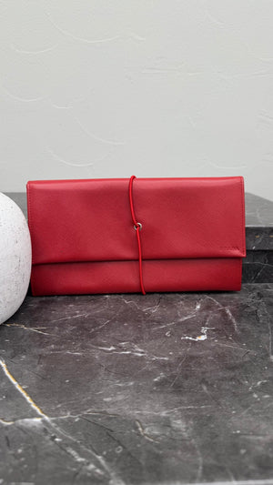 Saint Laurent YSL Red Leather Flap Pouch